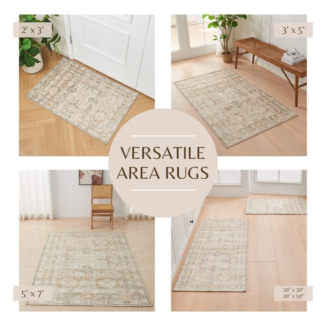 Medallion Machine Washable Accent Area Rug 5' x 7' - Nava Collection - Best Buy Furniture