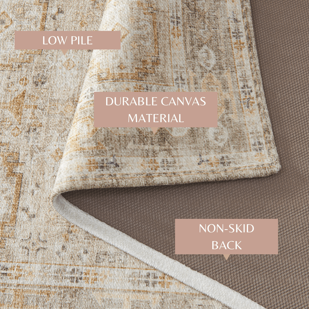 Medallion Machine Washable Accent Area Rug 5' x 7' - Nava Collection - Best Buy Furniture