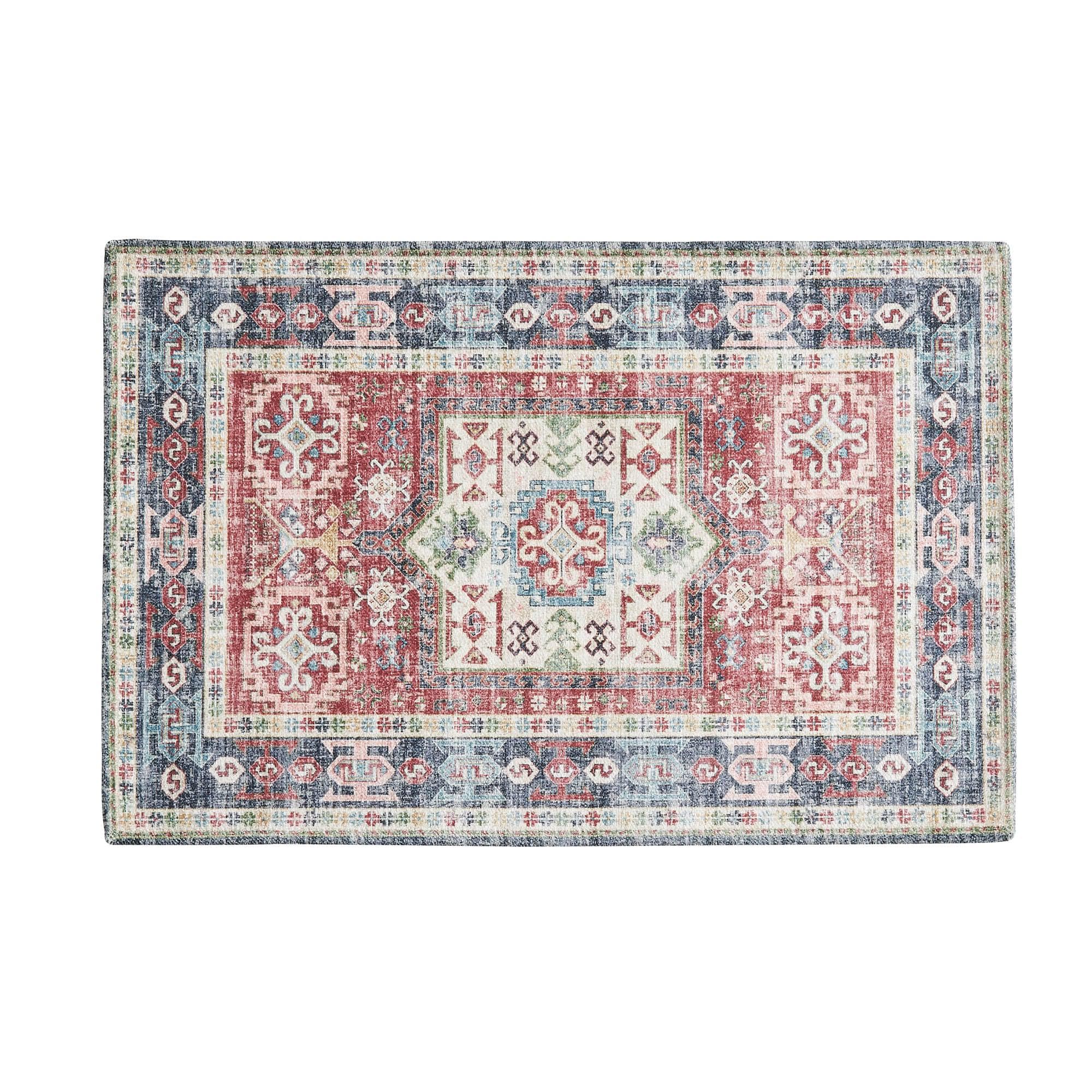 Medallion Machine Washable Accent Area Rug 5' x 7' - Nava Collection - Best Buy Furniture