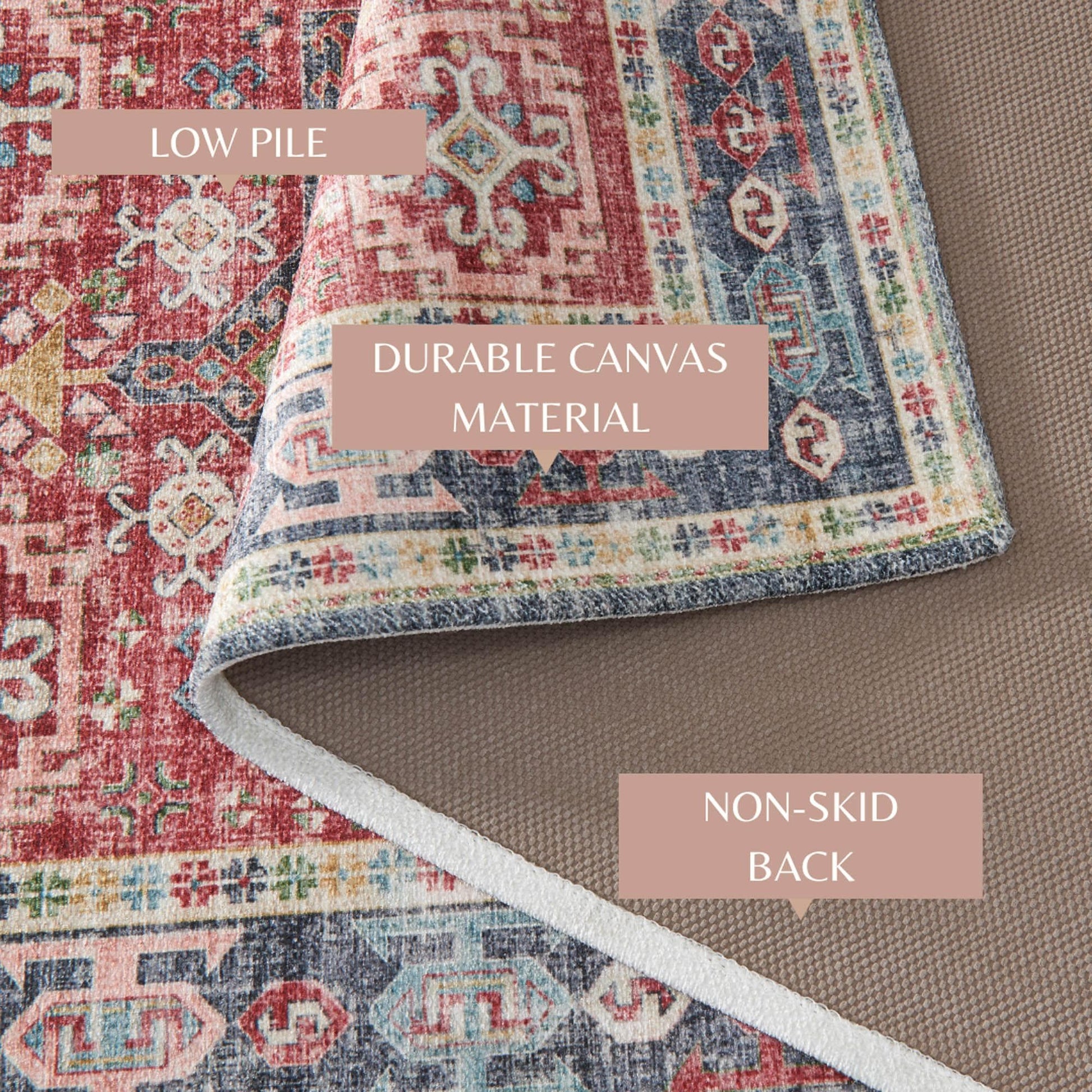 Medallion Machine Washable Accent Area Rug 5' x 7' - Nava Collection - Best Buy Furniture