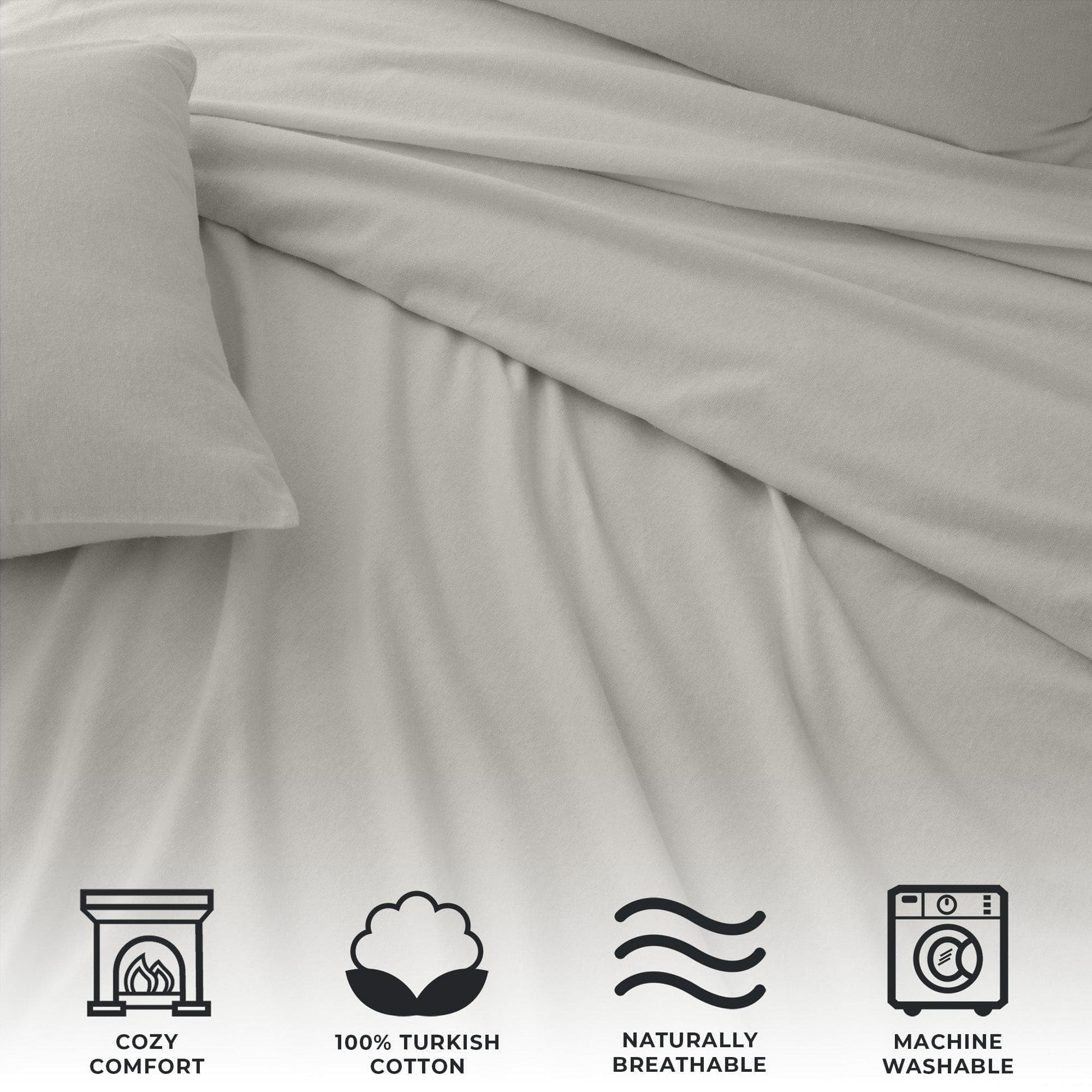 4-Piece Cotton Solid Flannel Sheet - Nordic Collection - Best Buy Furniture