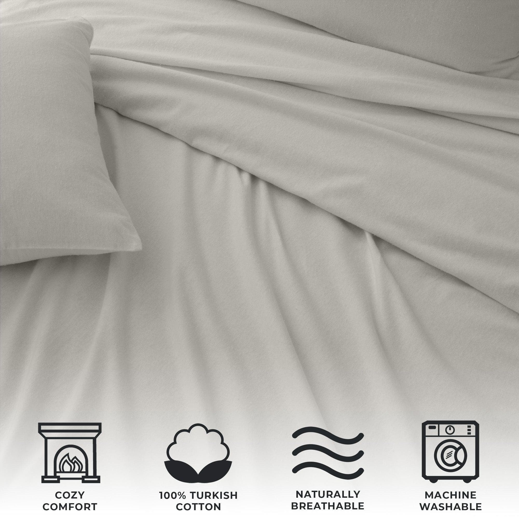 4-Piece Cotton Solid Flannel Sheet - Nordic Collection - Best Buy Furniture