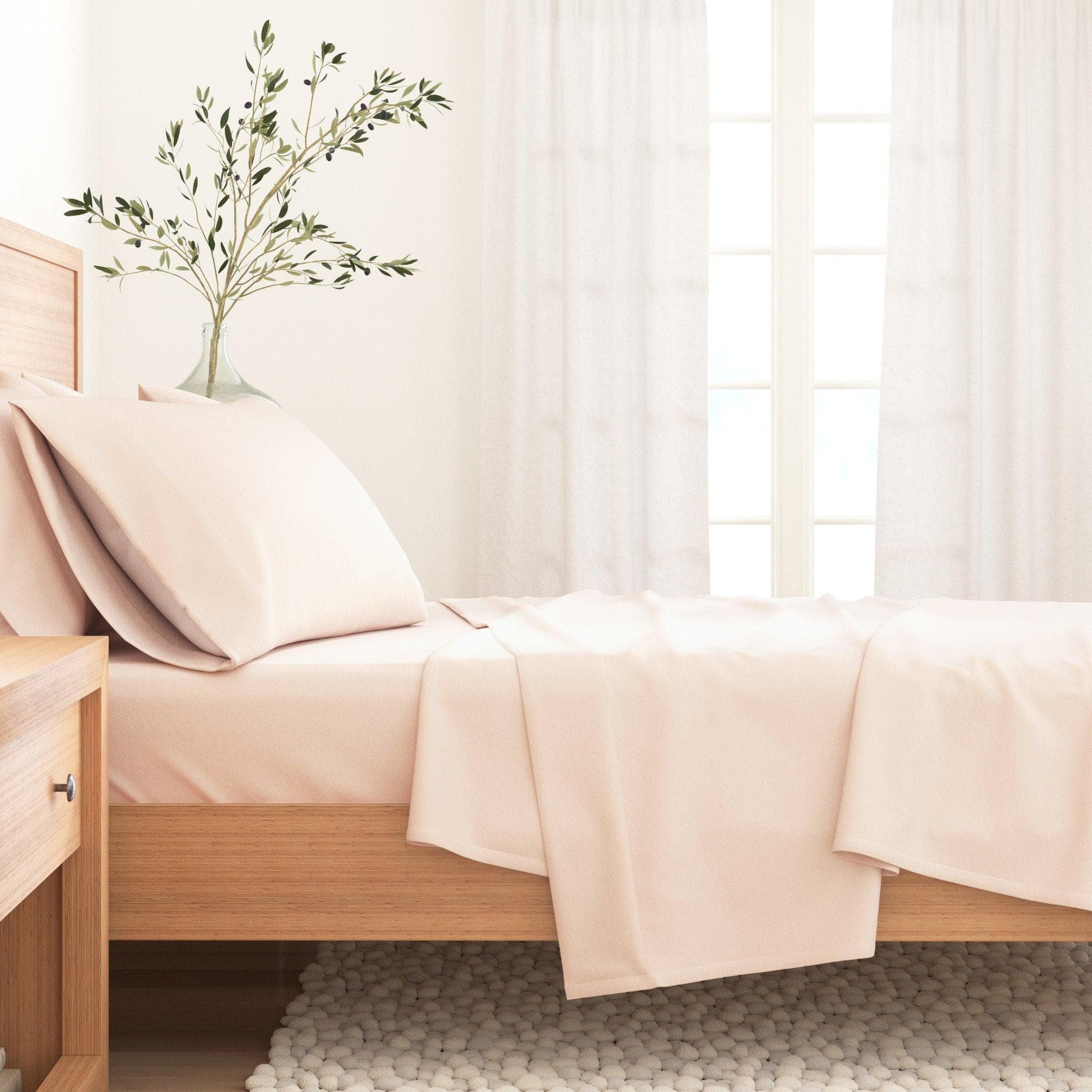 4-Piece Cotton Solid Flannel Sheet - Nordic Collection - Best Buy Furniture