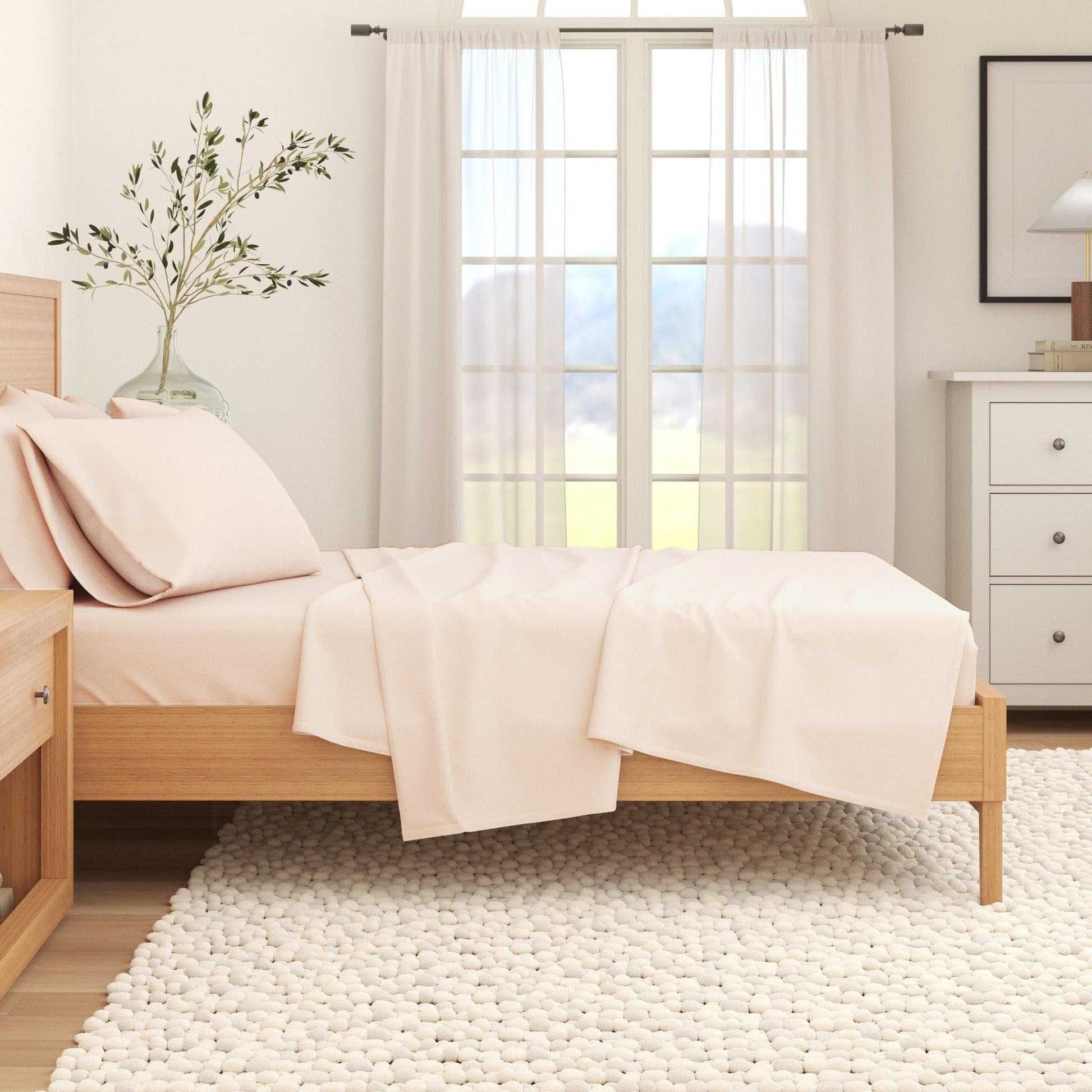 4-Piece Cotton Solid Flannel Sheet - Nordic Collection - Best Buy Furniture