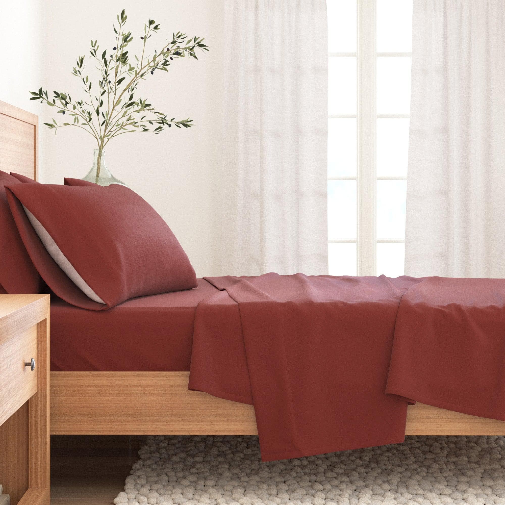 4-Piece Cotton Solid Flannel Sheet - Nordic Collection - Best Buy Furniture