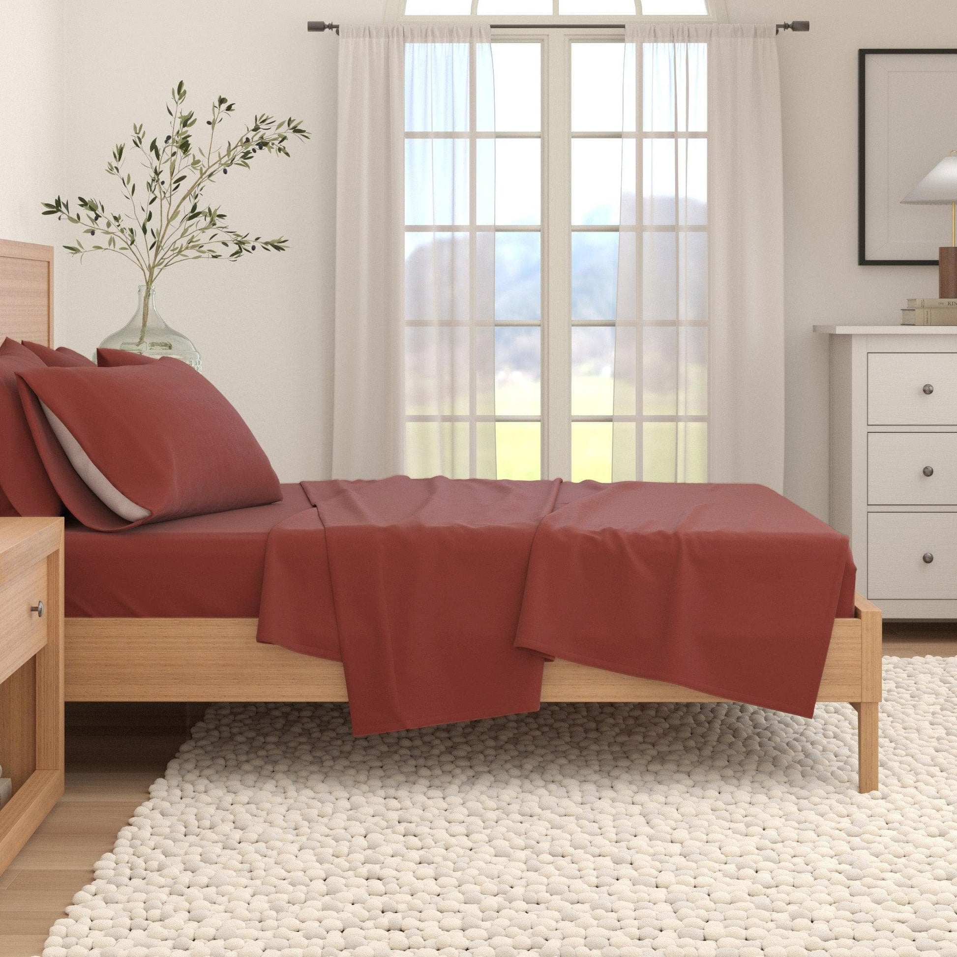 4-Piece Cotton Solid Flannel Sheet - Nordic Collection - Best Buy Furniture