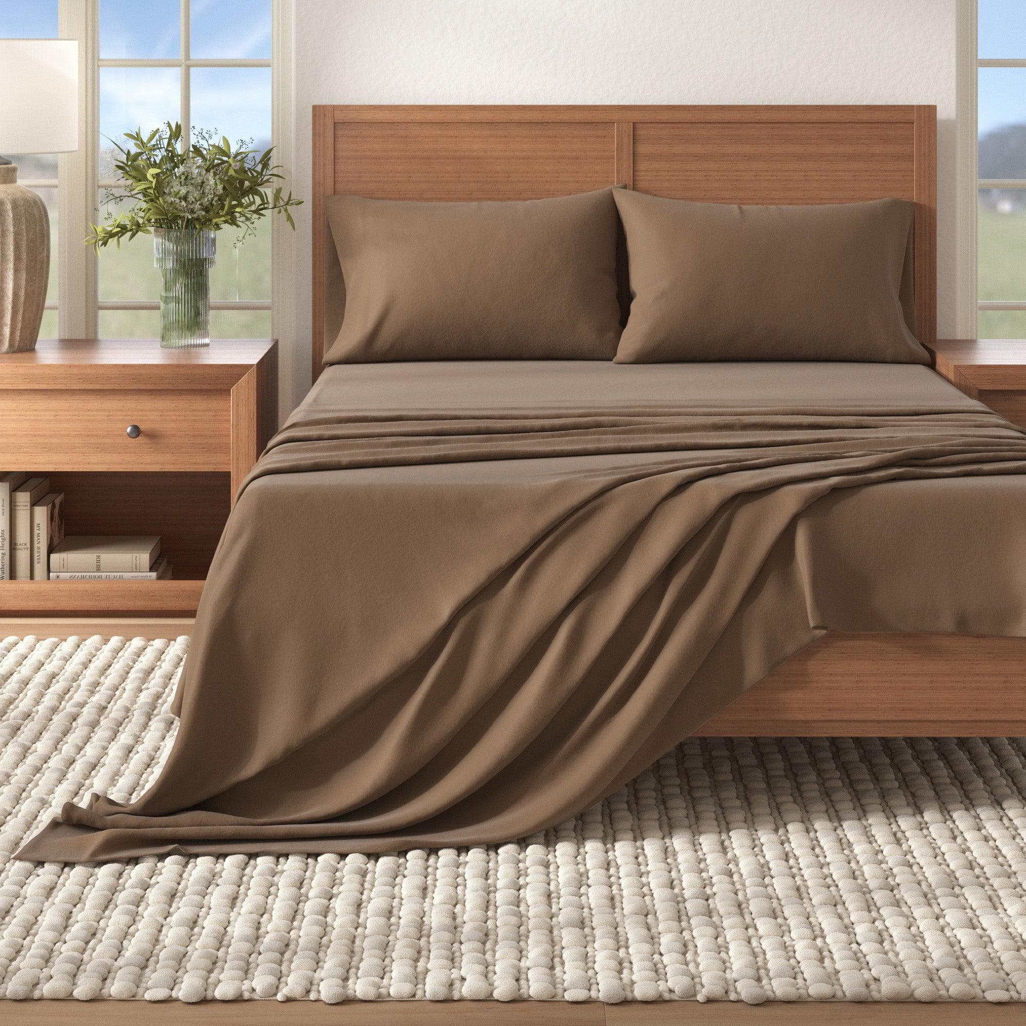 4-Piece Cotton Solid Flannel Sheet - Nordic Collection - Best Buy Furniture