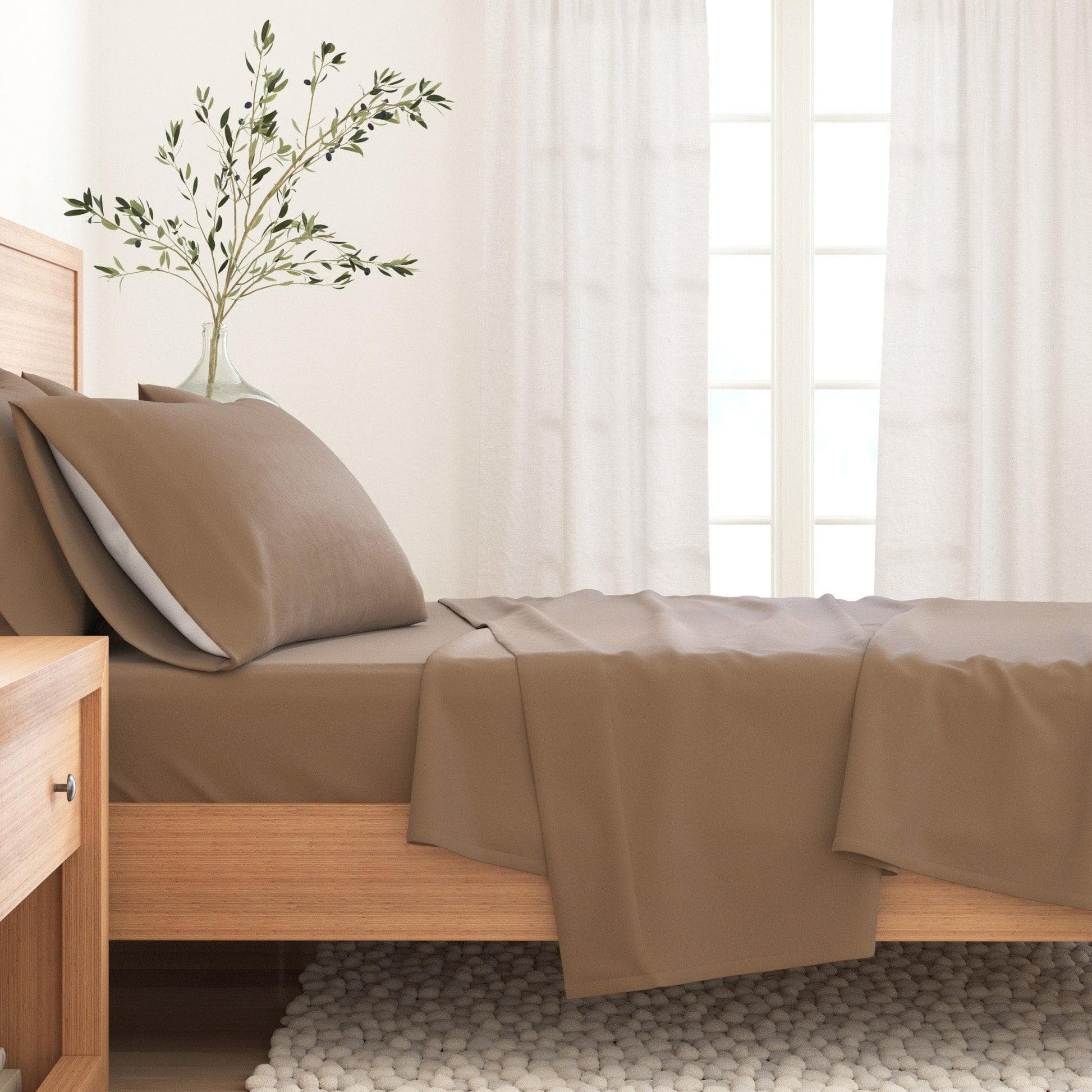 4-Piece Cotton Solid Flannel Sheet - Nordic Collection - Best Buy Furniture