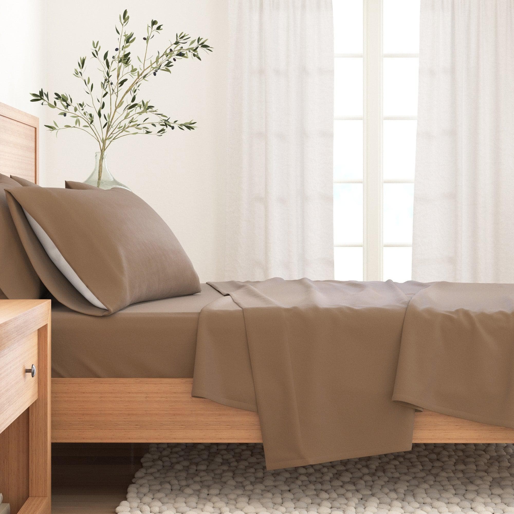 4-Piece Cotton Solid Flannel Sheet - Nordic Collection - Best Buy Furniture