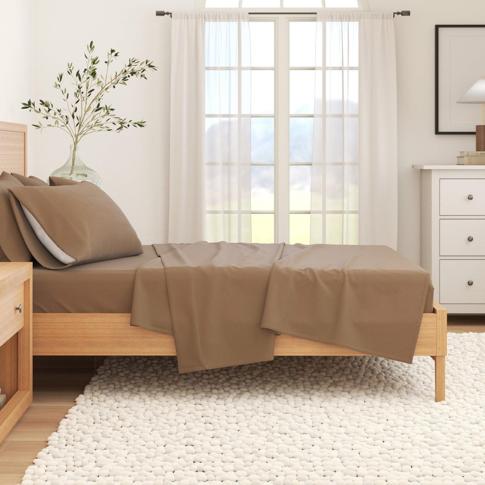 4-Piece Cotton Solid Flannel Sheet - Nordic Collection - Best Buy Furniture