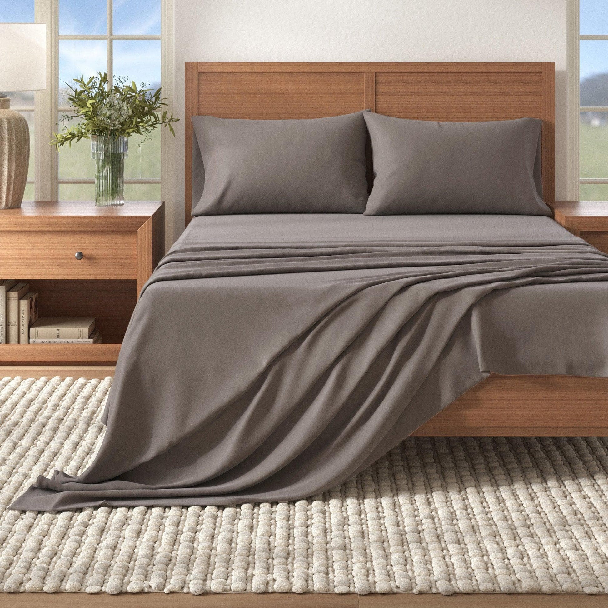 4-Piece Cotton Solid Flannel Sheet - Nordic Collection - Best Buy Furniture