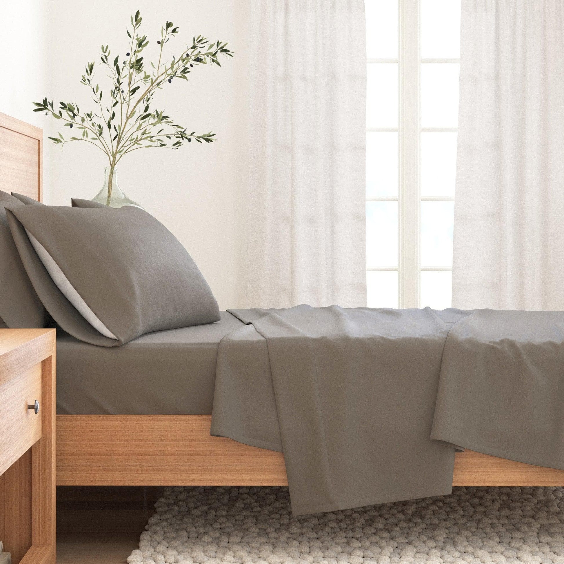 4-Piece Cotton Solid Flannel Sheet - Nordic Collection - Best Buy Furniture