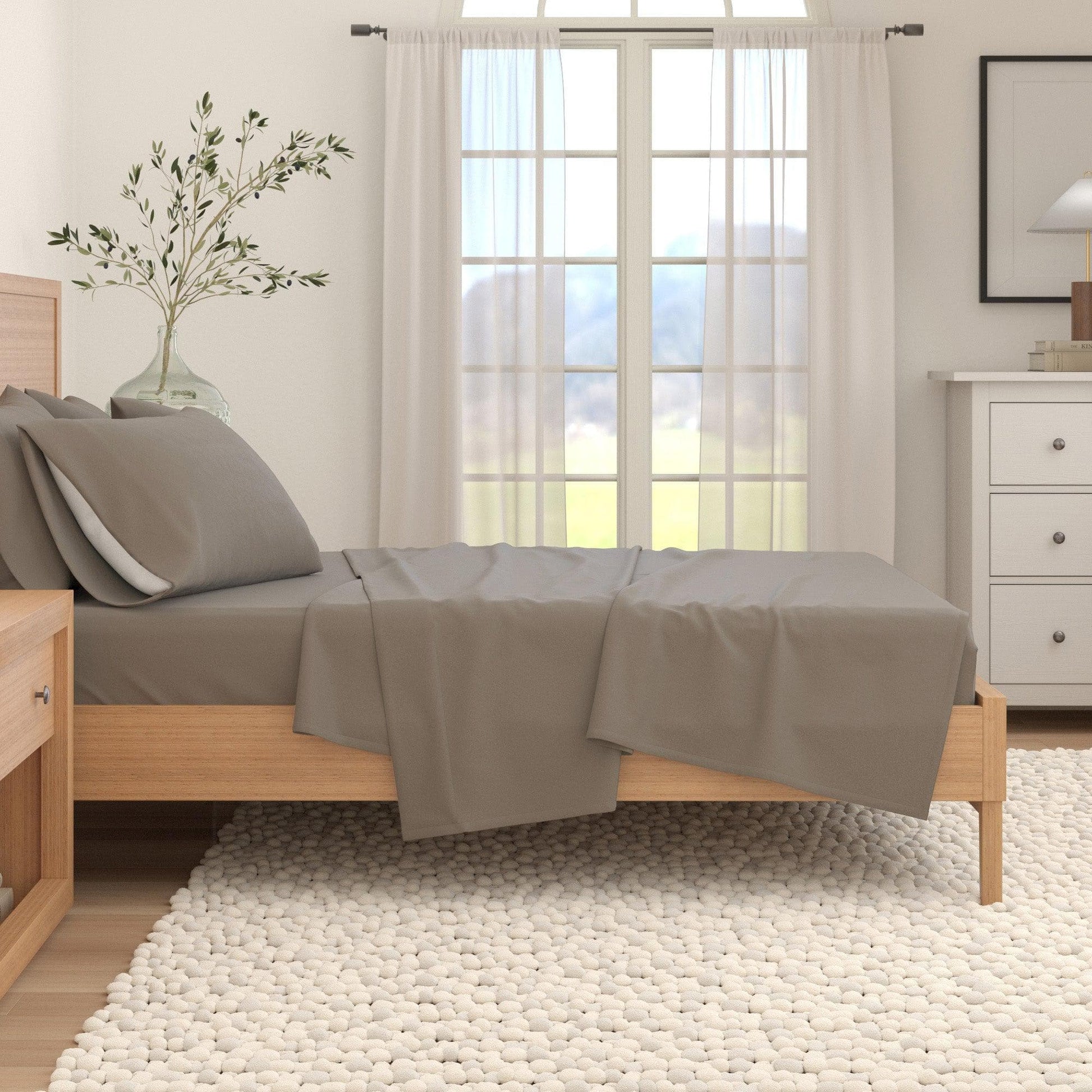 4-Piece Cotton Solid Flannel Sheet - Nordic Collection - Best Buy Furniture