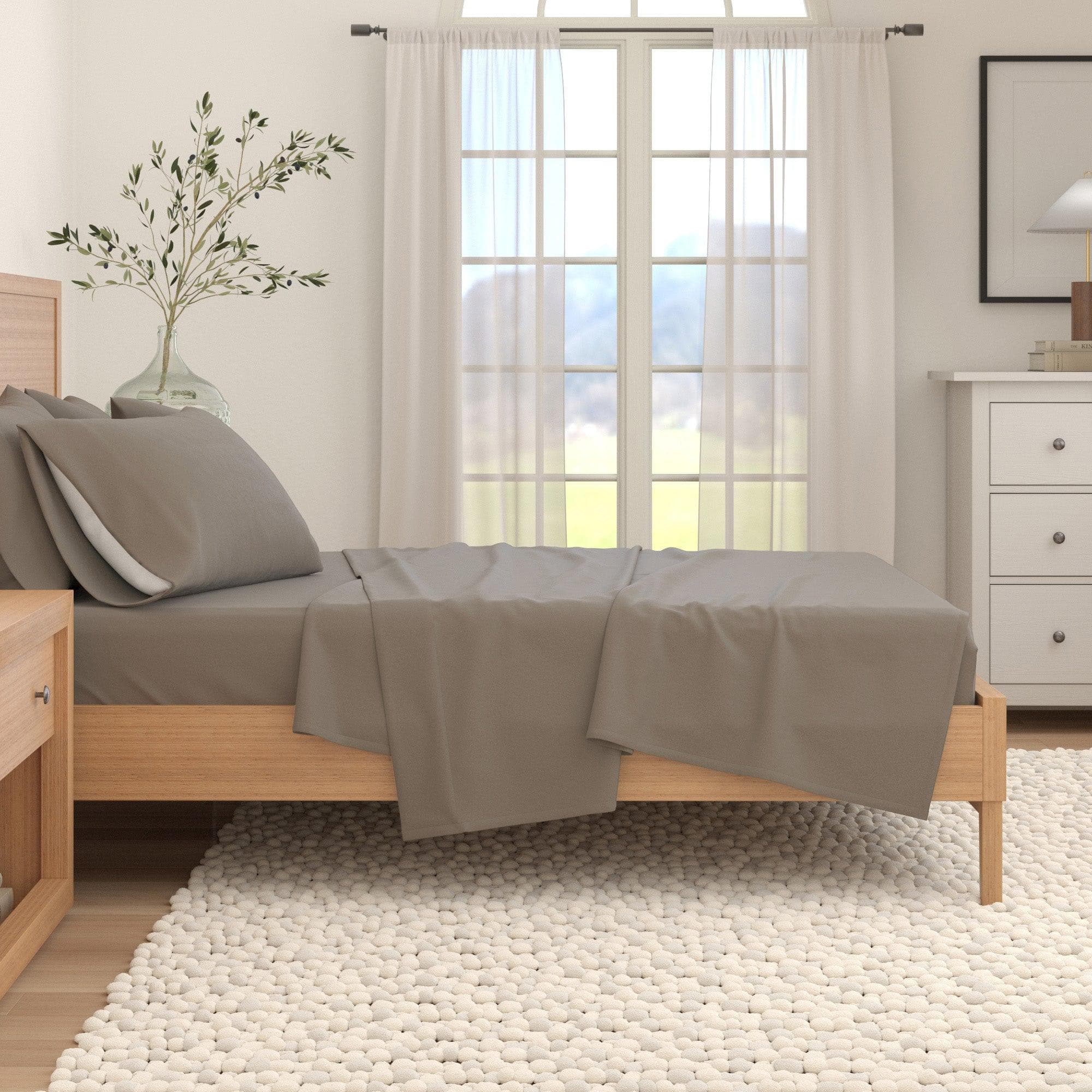 4-Piece Cotton Solid Flannel Sheet - Nordic Collection - Best Buy Furniture