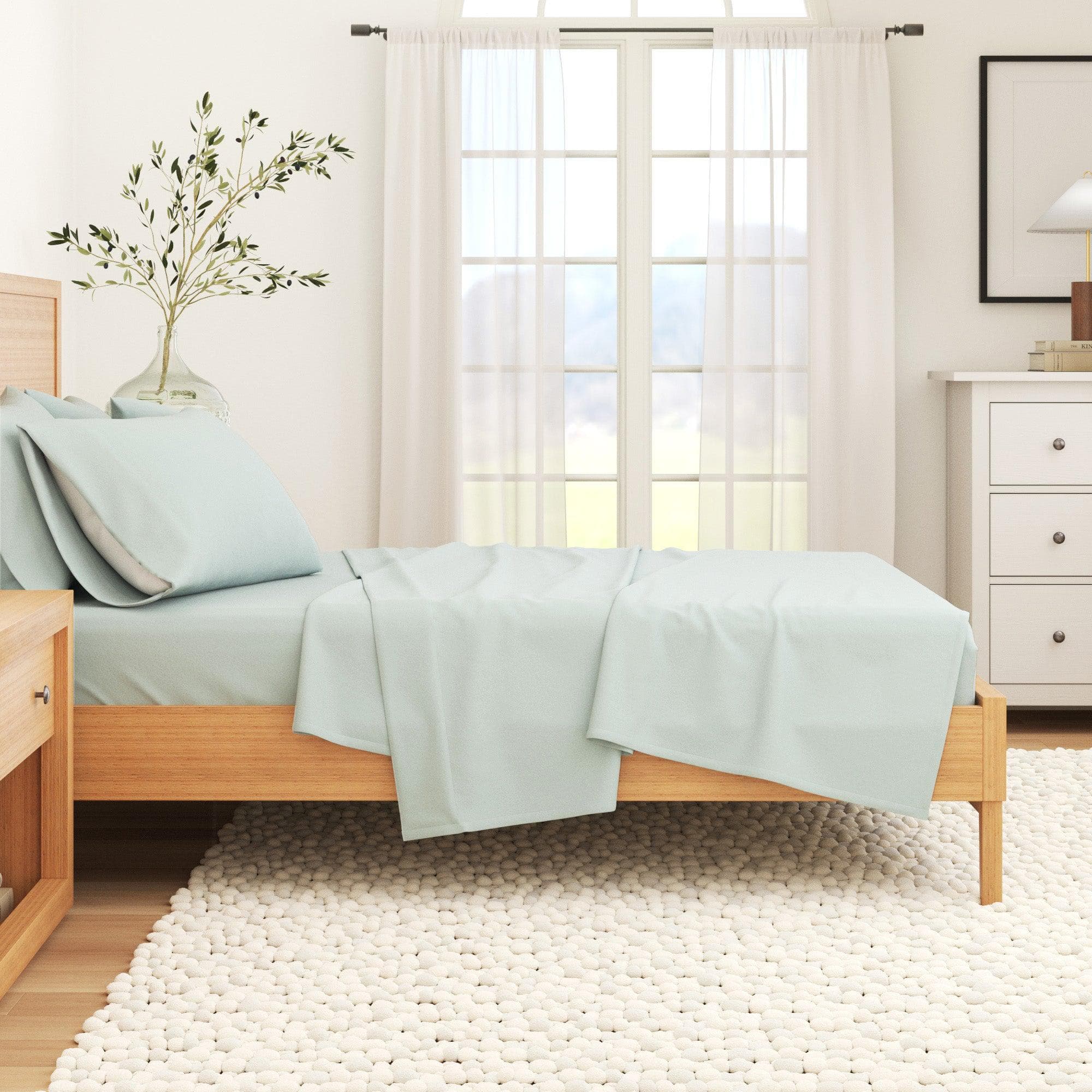 4-Piece Cotton Solid Flannel Sheet - Nordic Collection - Best Buy Furniture