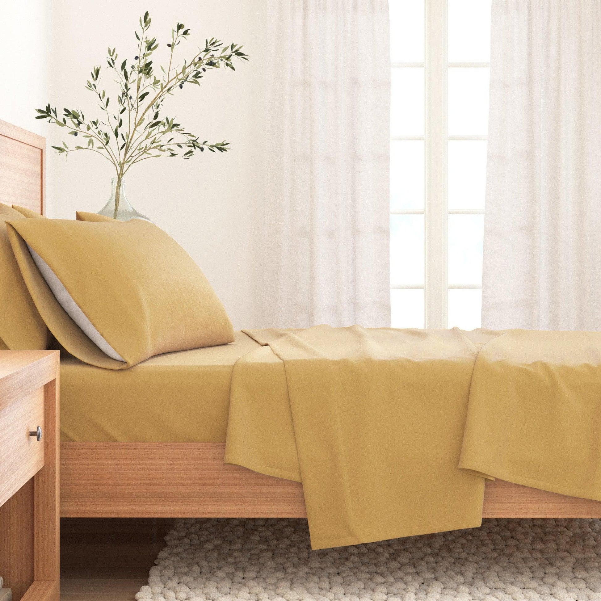 4-Piece Cotton Solid Flannel Sheet - Nordic Collection - Best Buy Furniture