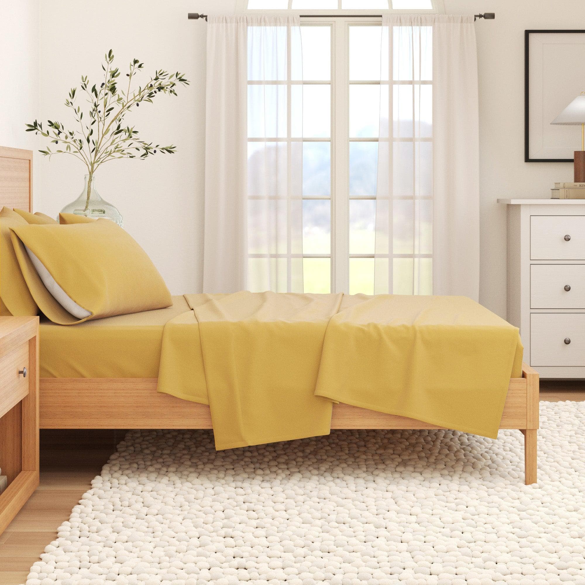 4-Piece Cotton Solid Flannel Sheet - Nordic Collection - Best Buy Furniture