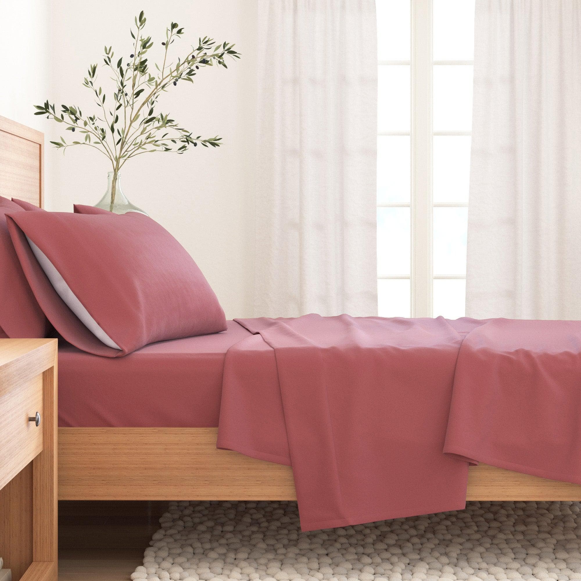 4-Piece Cotton Solid Flannel Sheet - Nordic Collection - Best Buy Furniture