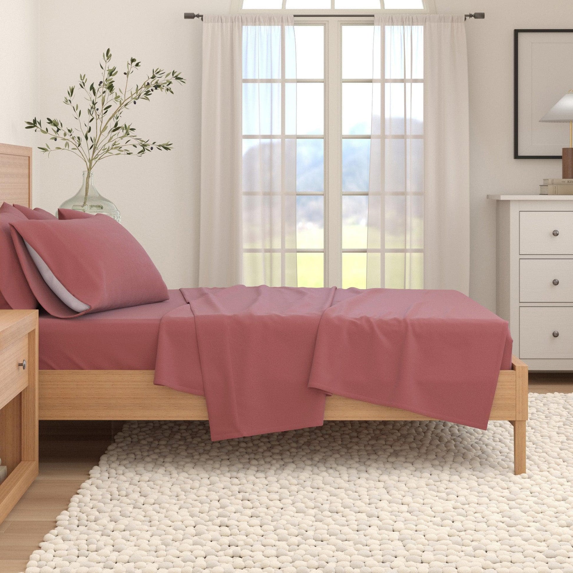 4-Piece Cotton Solid Flannel Sheet - Nordic Collection - Best Buy Furniture