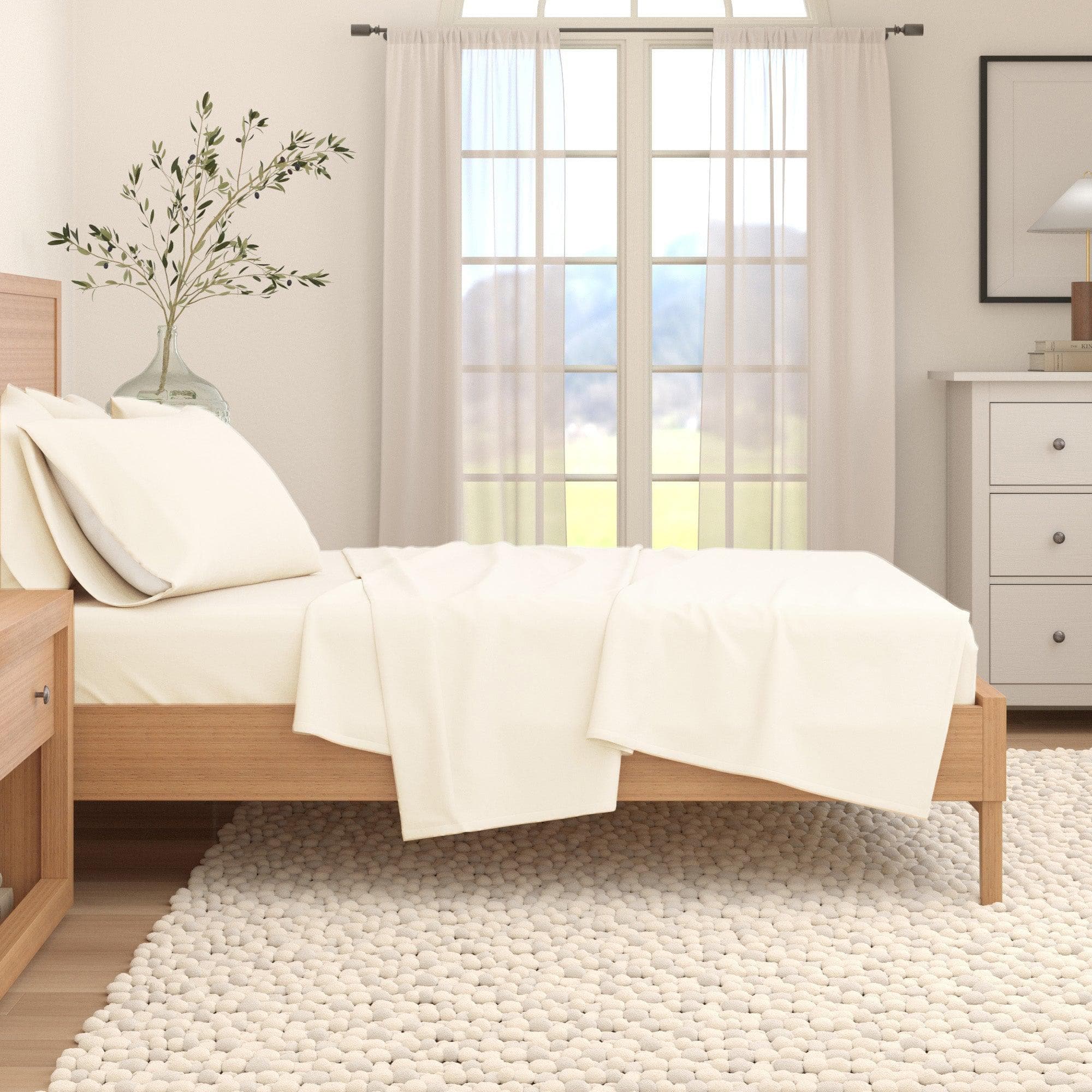 4-Piece Cotton Solid Flannel Sheet - Nordic Collection - Best Buy Furniture