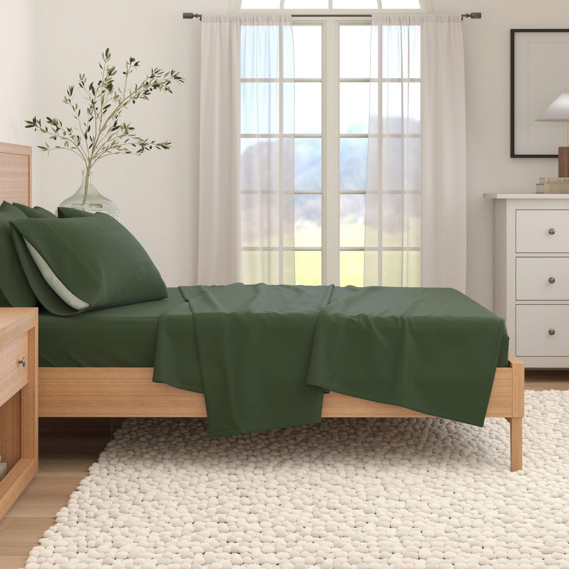 4-Piece Cotton Solid Flannel Sheet - Nordic Collection - Best Buy Furniture