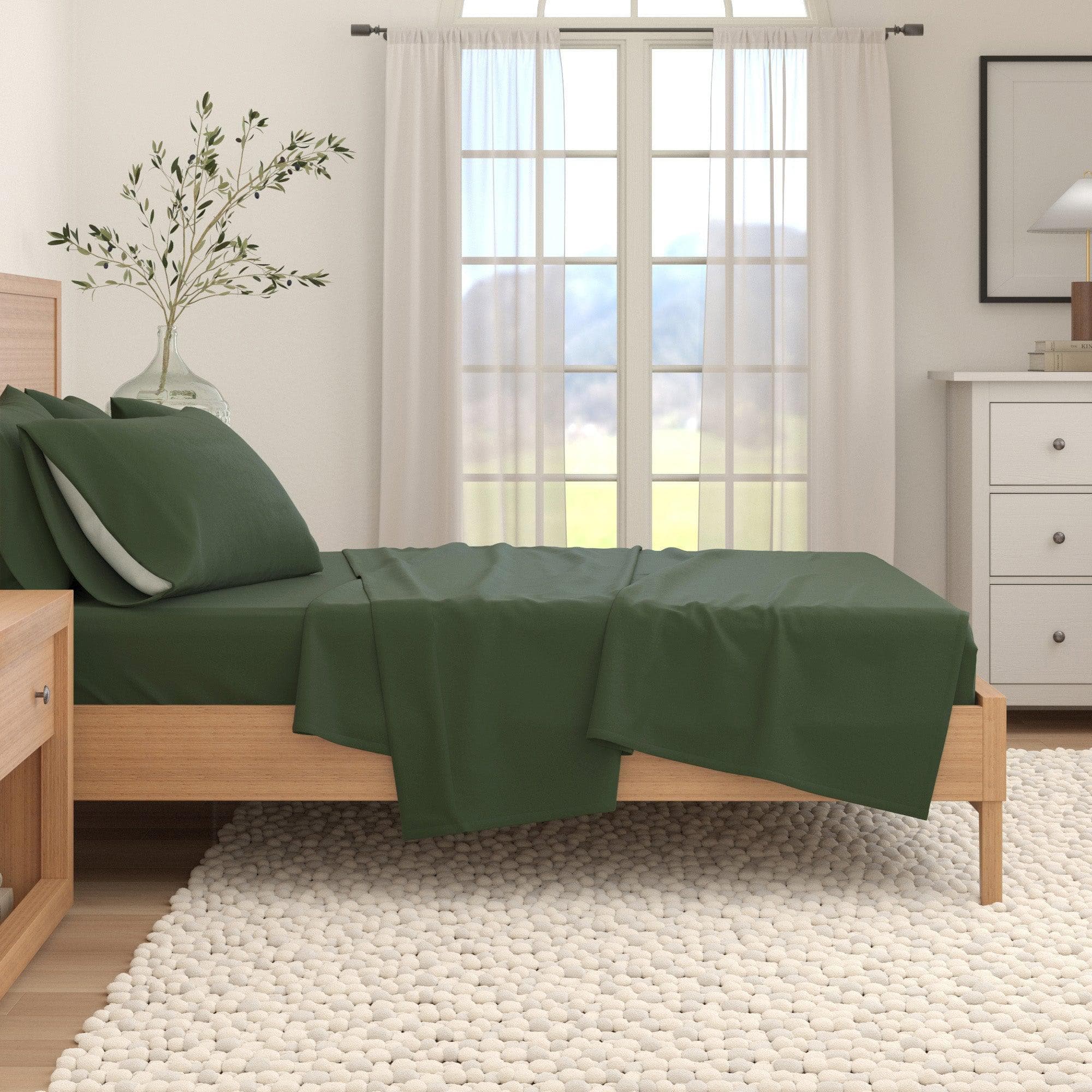 4-Piece Cotton Solid Flannel Sheet - Nordic Collection - Best Buy Furniture