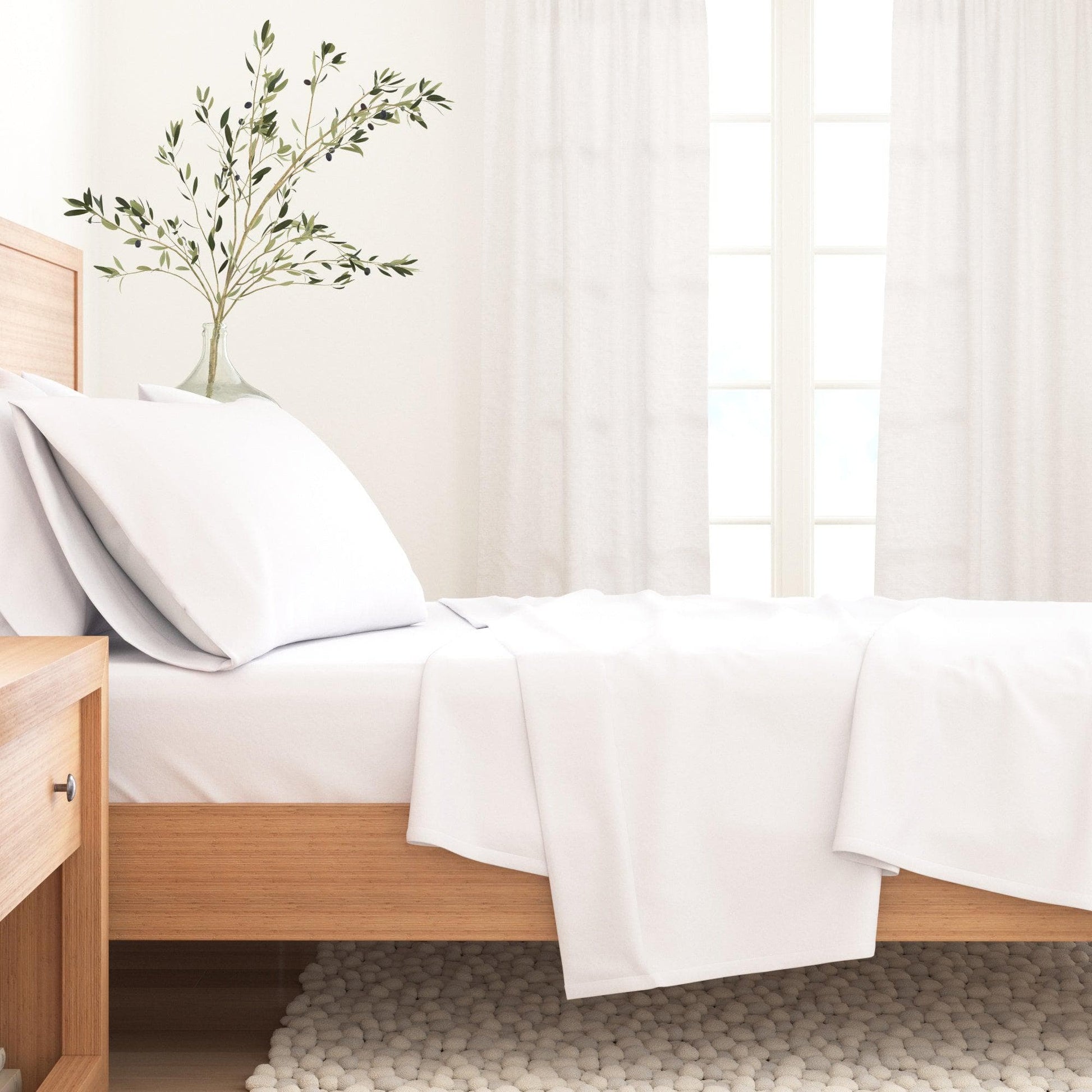 4-Piece Cotton Solid Flannel Sheet - Nordic Collection - Best Buy Furniture