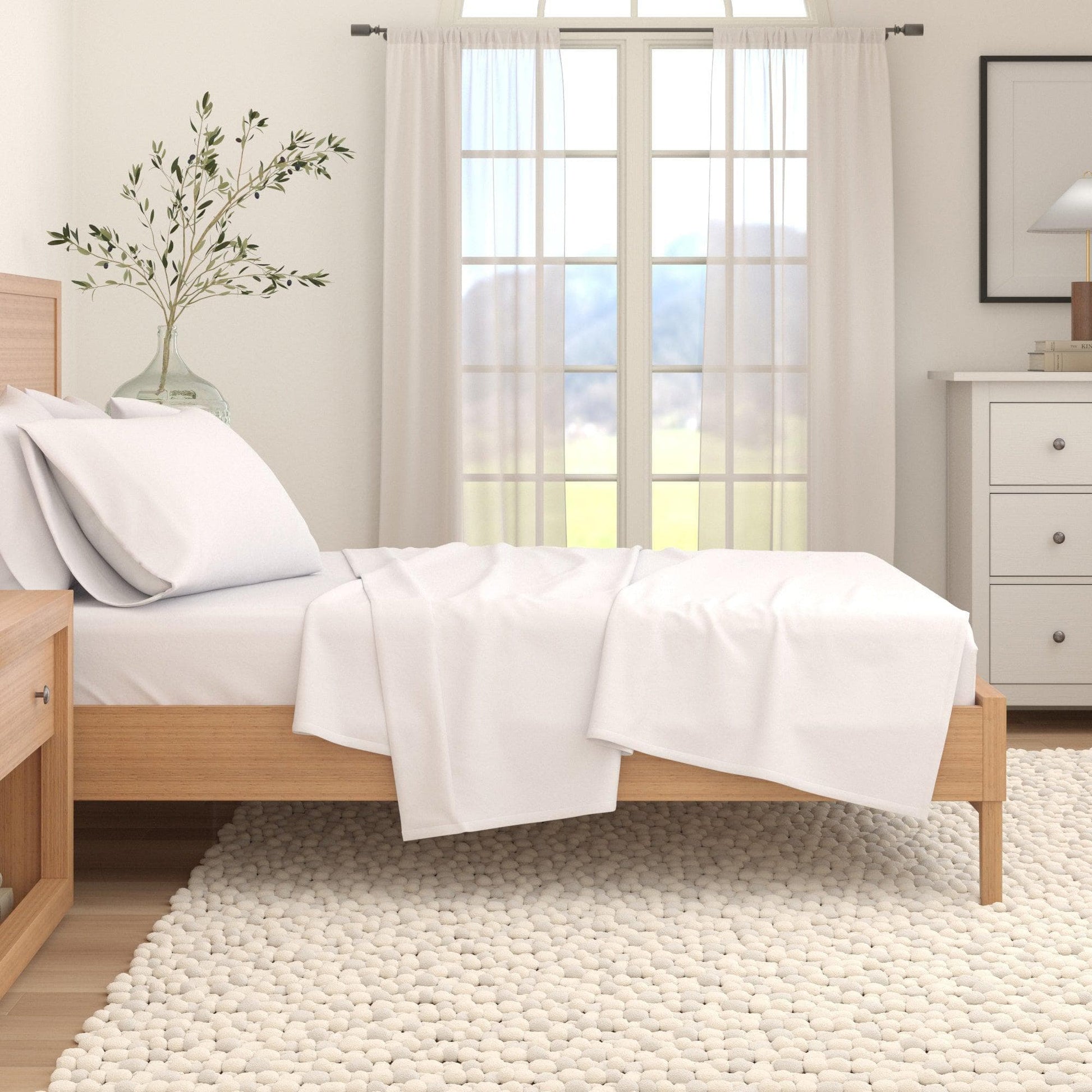 4-Piece Cotton Solid Flannel Sheet - Nordic Collection - Best Buy Furniture