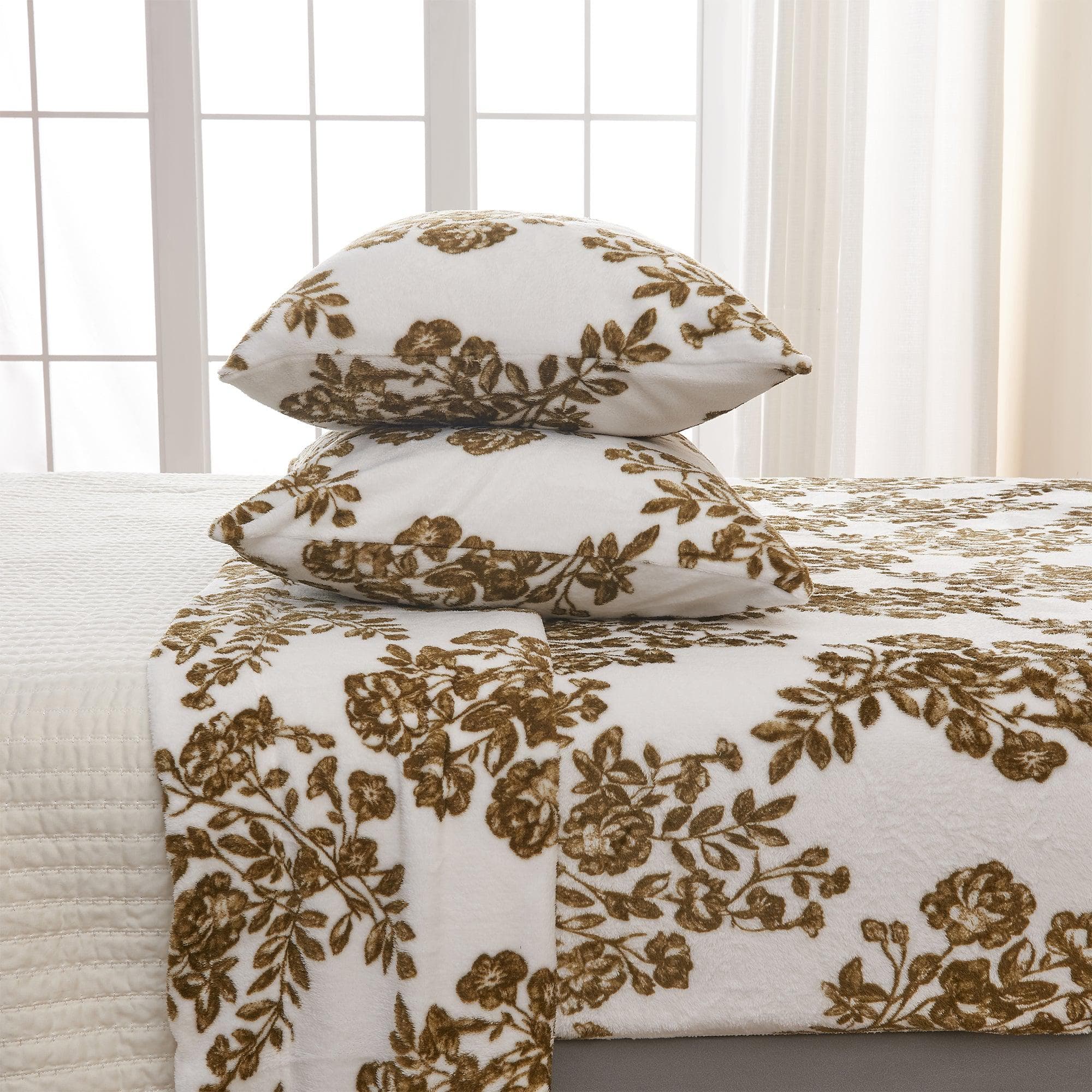 4-Piece Printed Plush Sheet - Velvet Luxe Lattice Collection - Best Buy Furniture