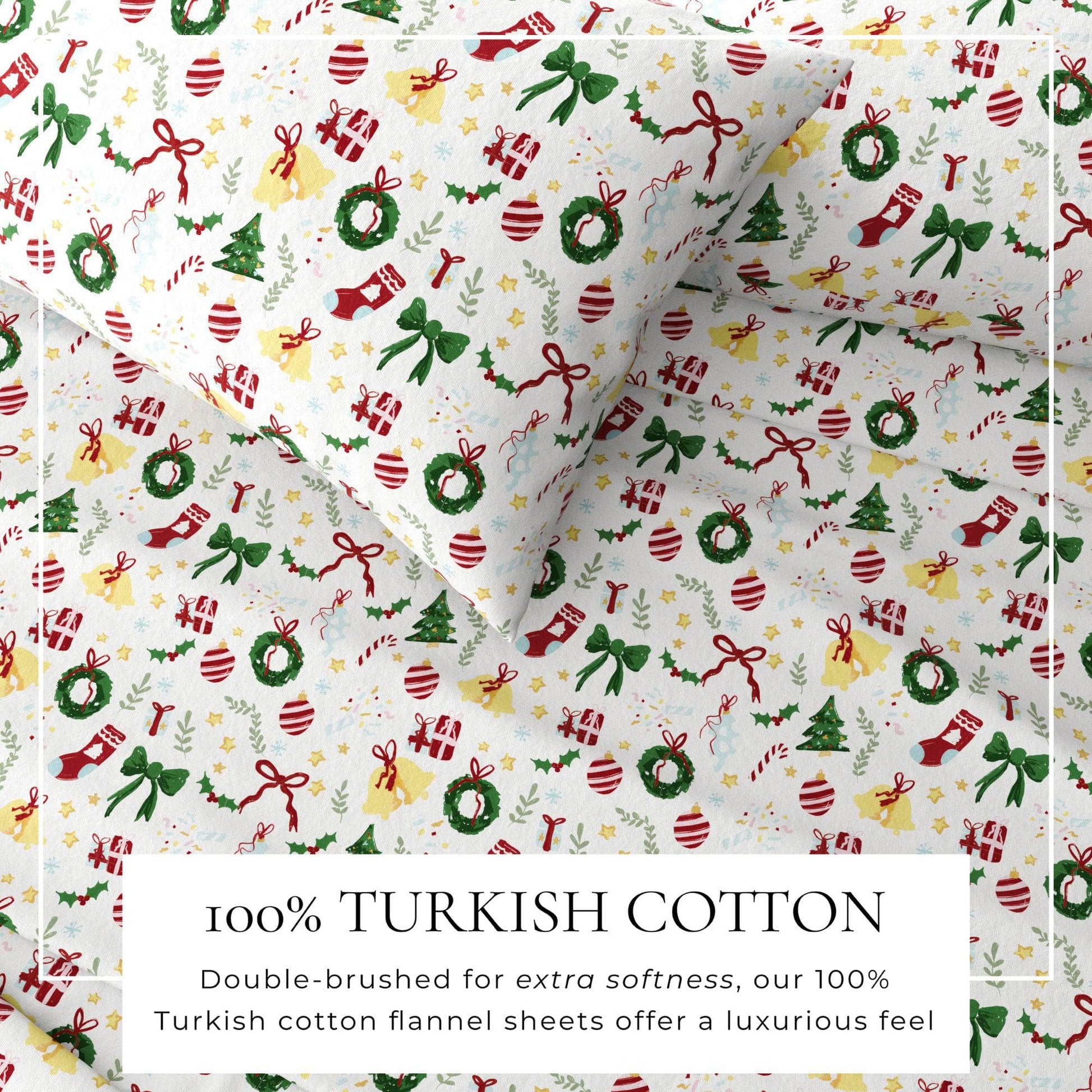 4-Piece Turkish Cotton Christmas Flannel Sheet - Whittaker Collection - Best Buy Furniture
