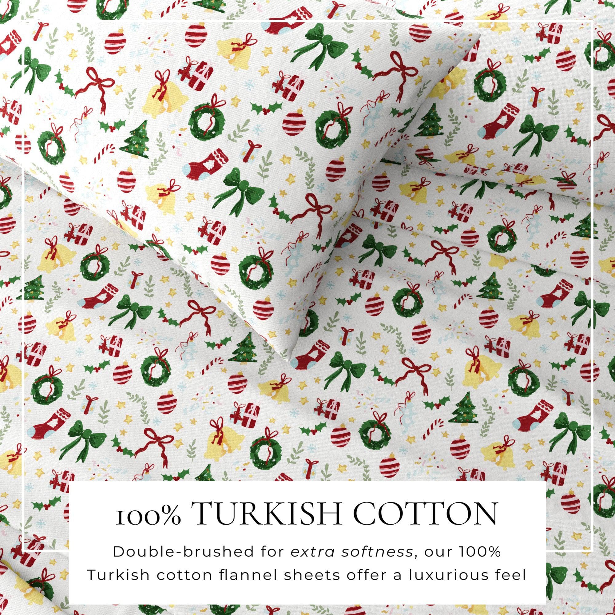 4-Piece Turkish Cotton Christmas Flannel Sheet - Whittaker Collection - Best Buy Furniture