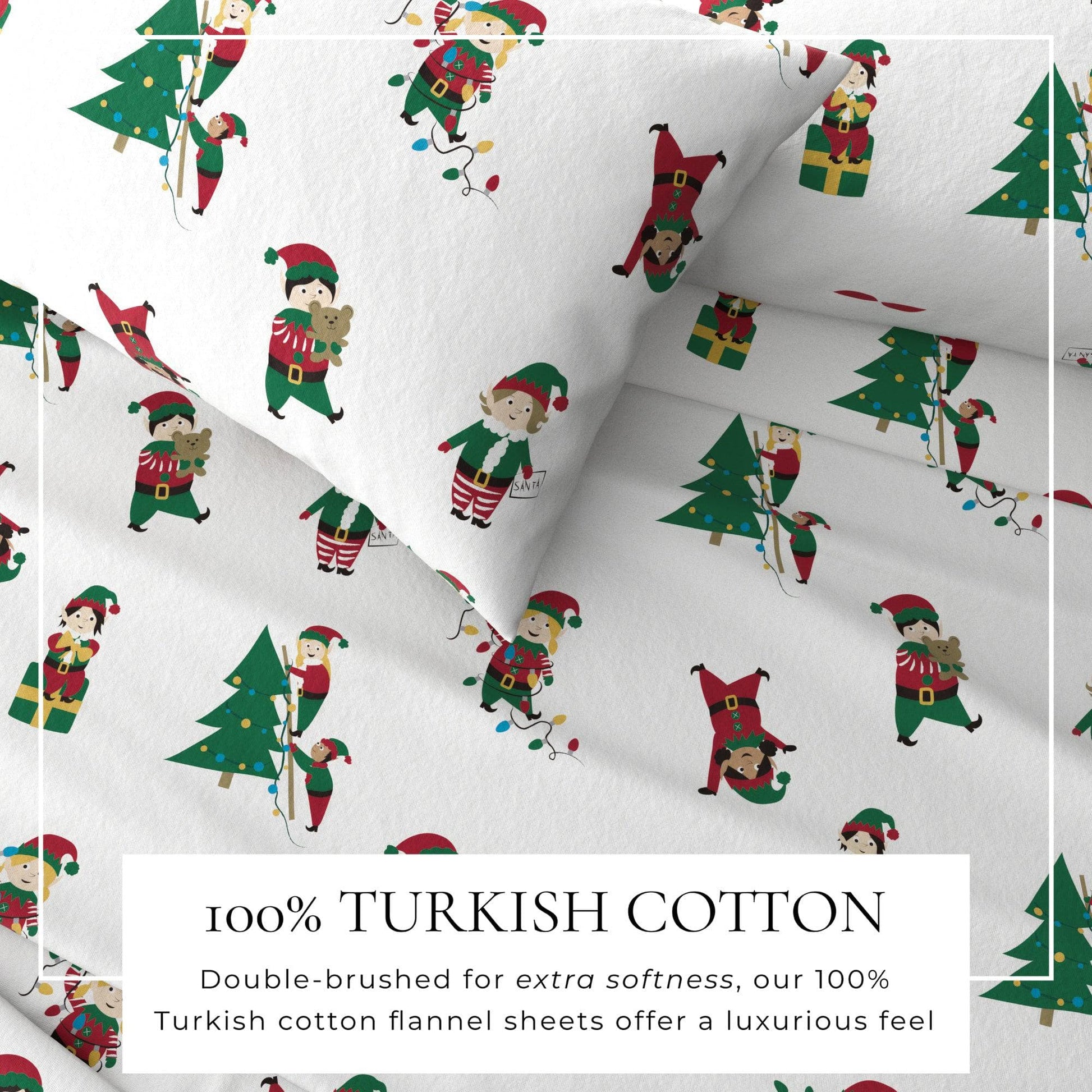 4-Piece Turkish Cotton Christmas Flannel Sheet - Whittaker Collection - Best Buy Furniture