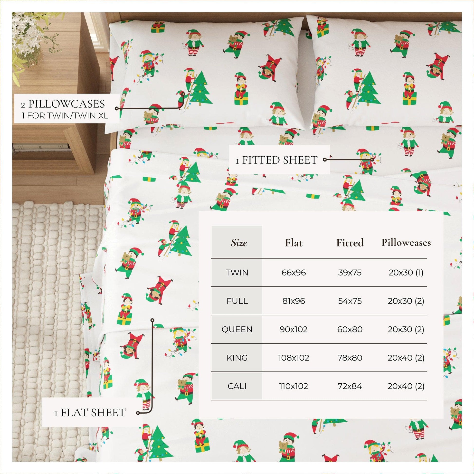 4-Piece Turkish Cotton Christmas Flannel Sheet - Whittaker Collection - Best Buy Furniture