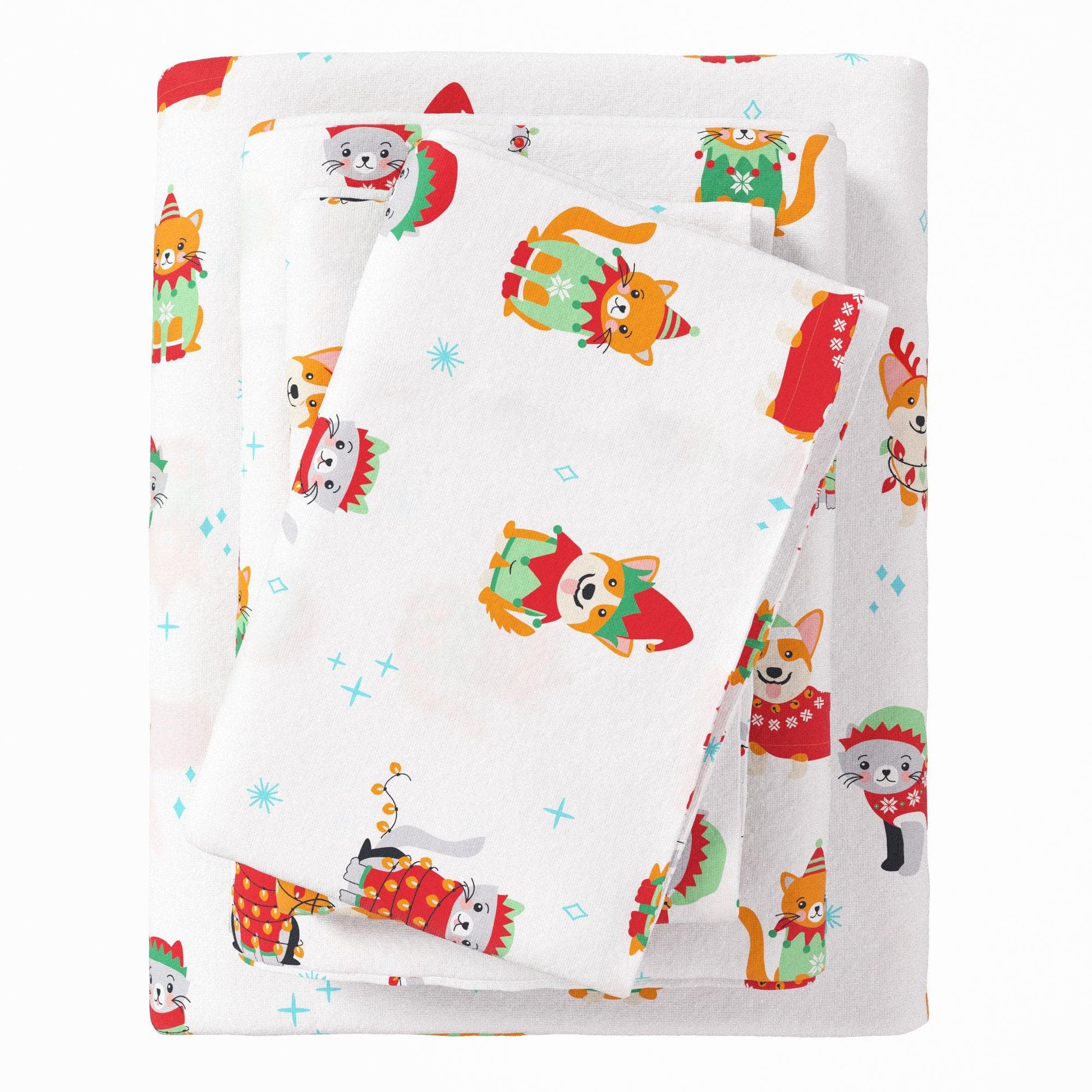 4-Piece Turkish Cotton Christmas Flannel Sheet - Whittaker Collection - Best Buy Furniture