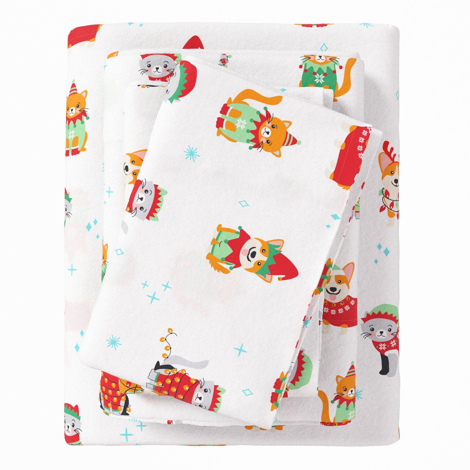 4-Piece Turkish Cotton Christmas Flannel Sheet - Whittaker Collection - Best Buy Furniture