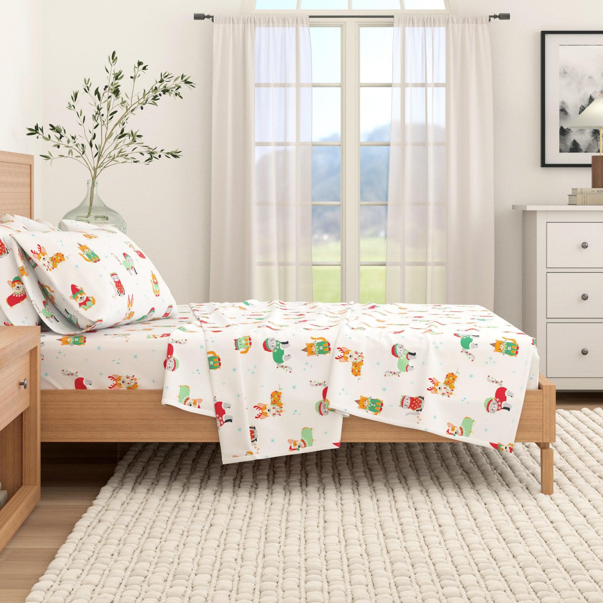 4-Piece Turkish Cotton Christmas Flannel Sheet - Whittaker Collection - Best Buy Furniture