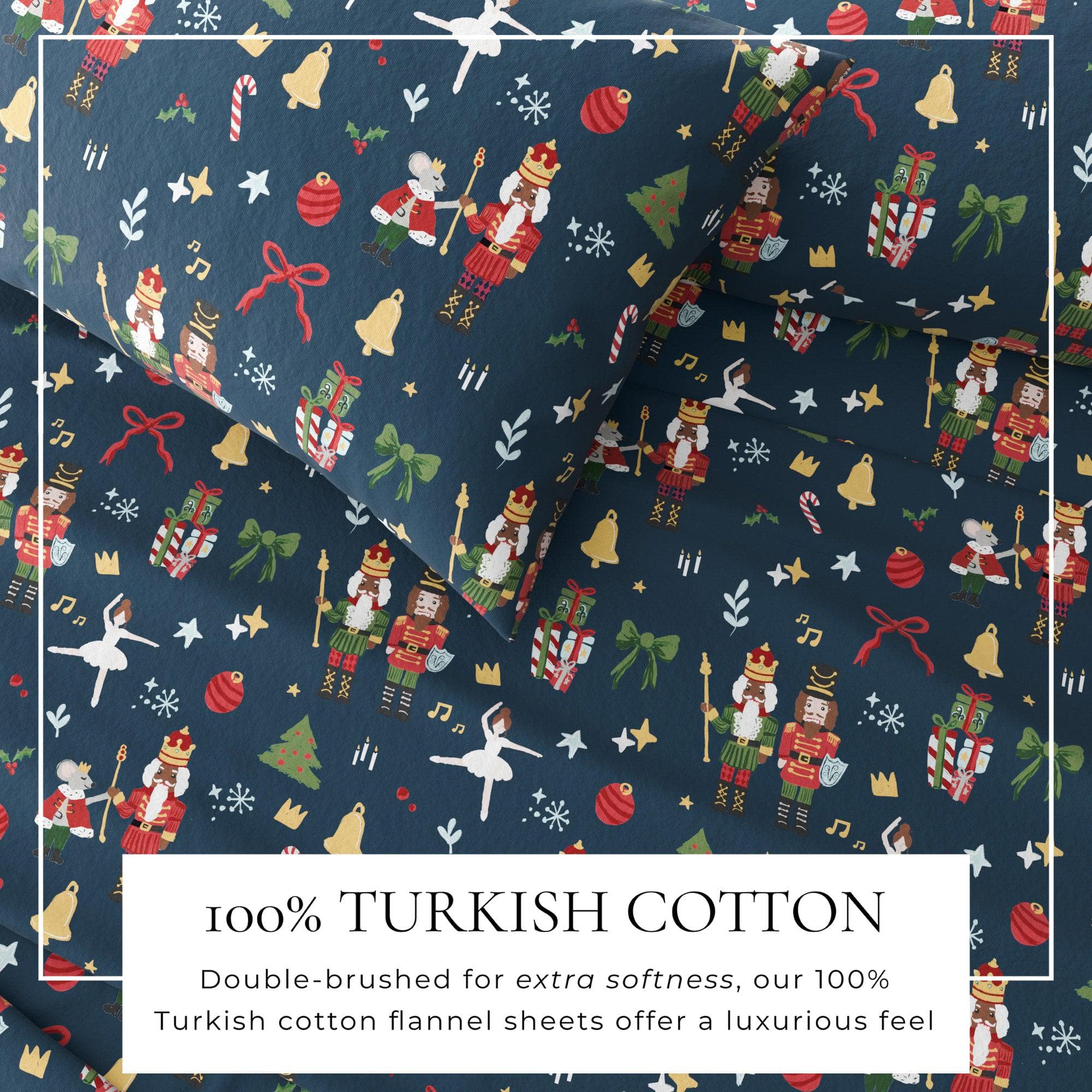 4-Piece Turkish Cotton Christmas Flannel Sheet - Whittaker Collection - Best Buy Furniture