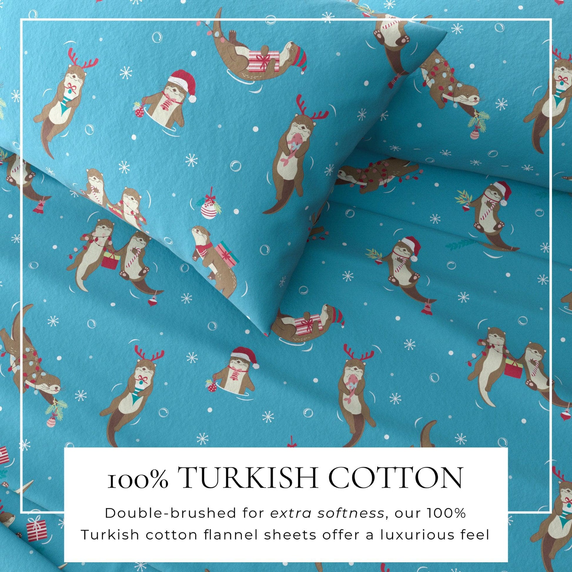 4-Piece Turkish Cotton Christmas Flannel Sheet - Whittaker Collection - Best Buy Furniture