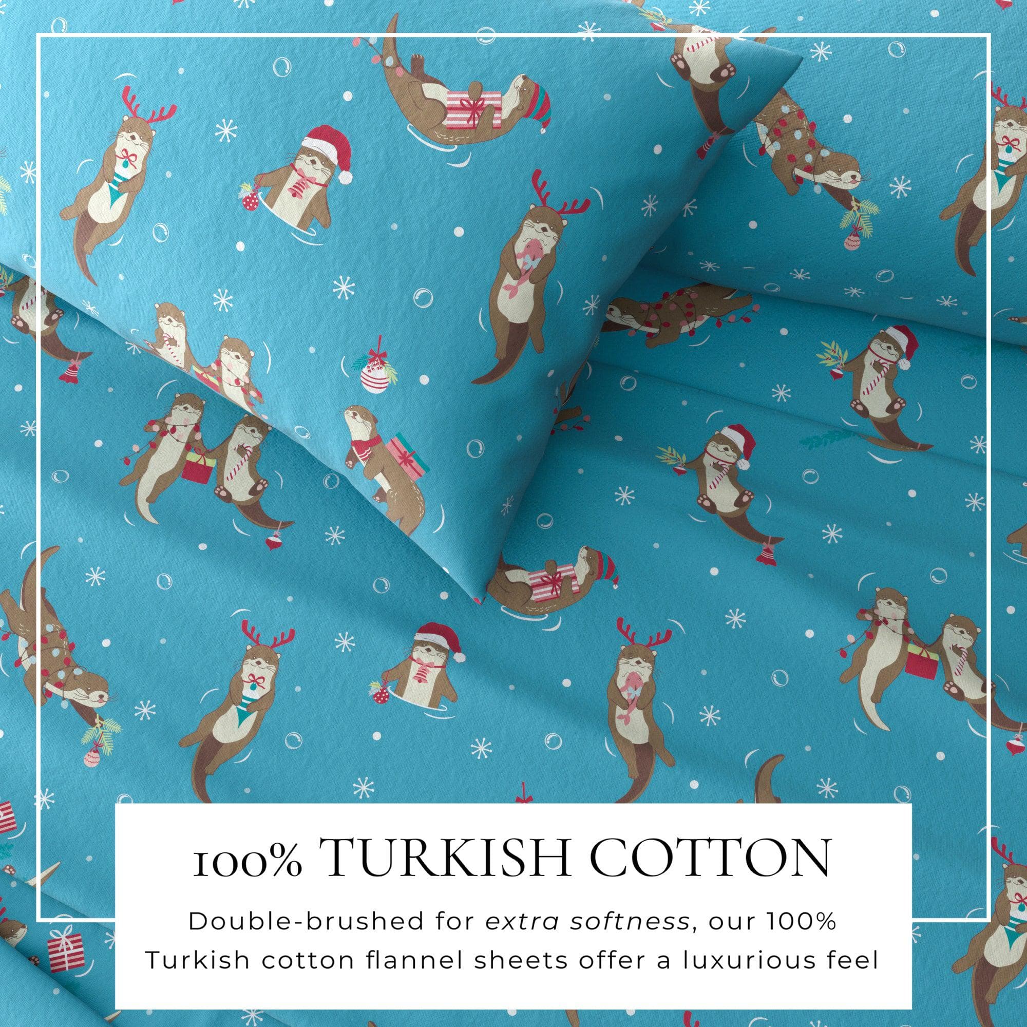 4-Piece Turkish Cotton Christmas Flannel Sheet - Whittaker Collection - Best Buy Furniture