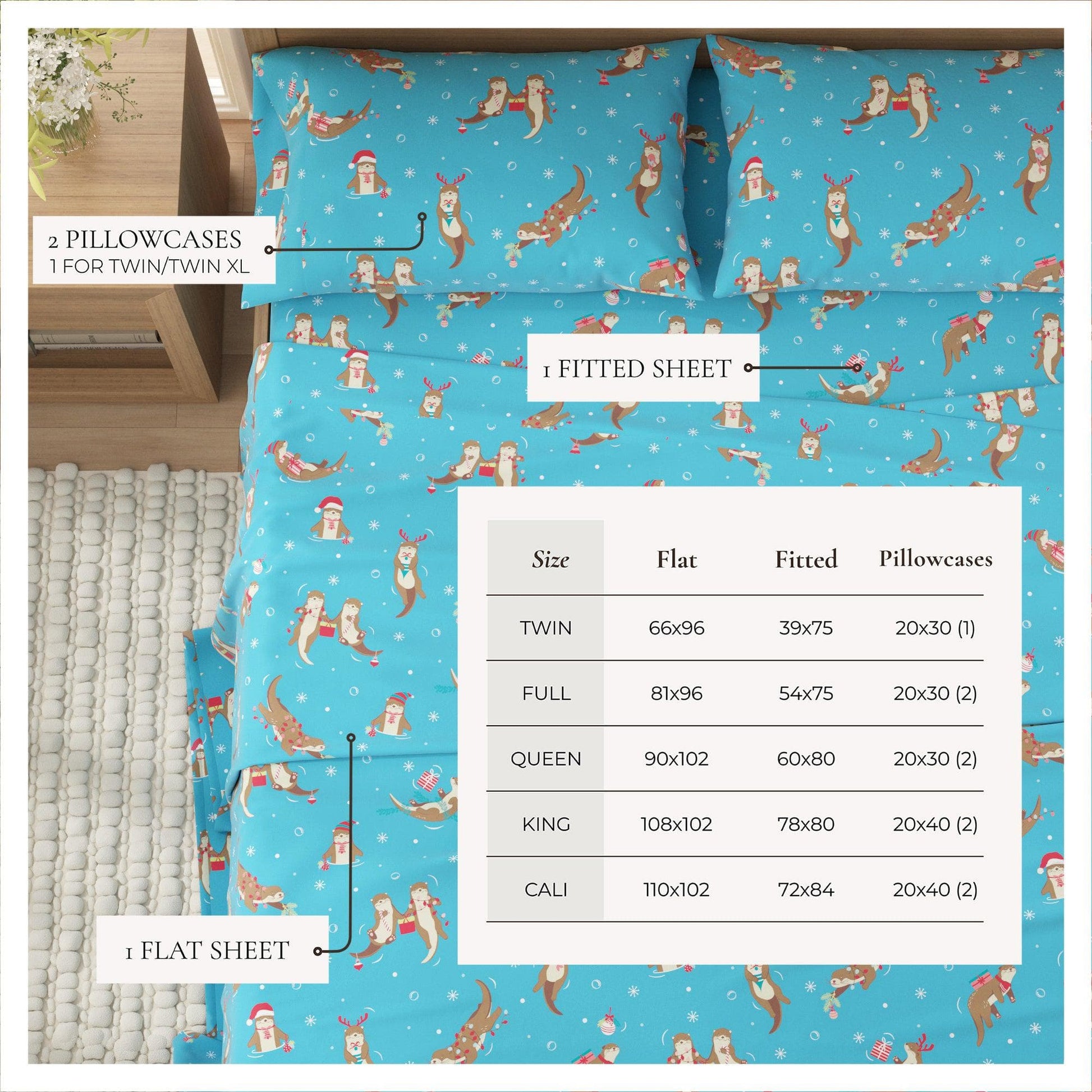 4-Piece Turkish Cotton Christmas Flannel Sheet - Whittaker Collection - Best Buy Furniture