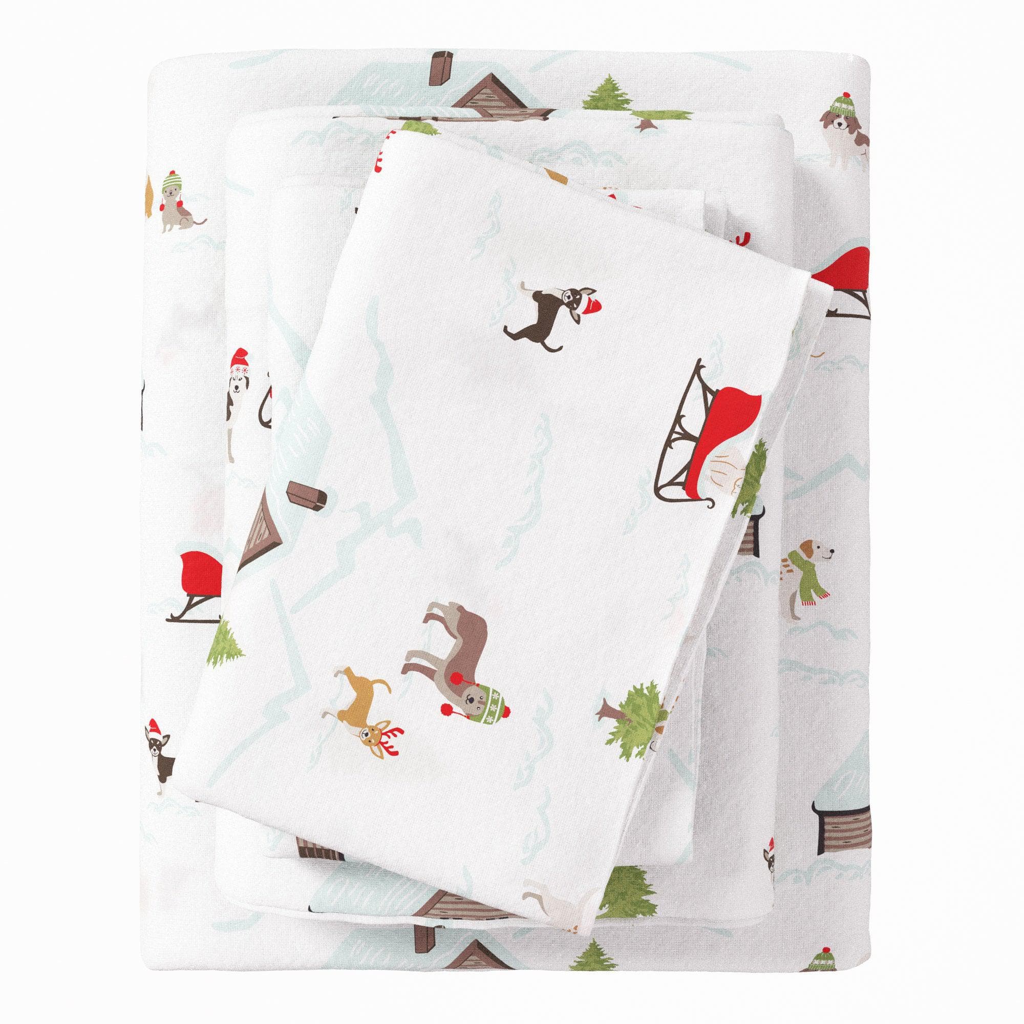 4-Piece Turkish Cotton Christmas Flannel Sheet - Whittaker Collection - Best Buy Furniture