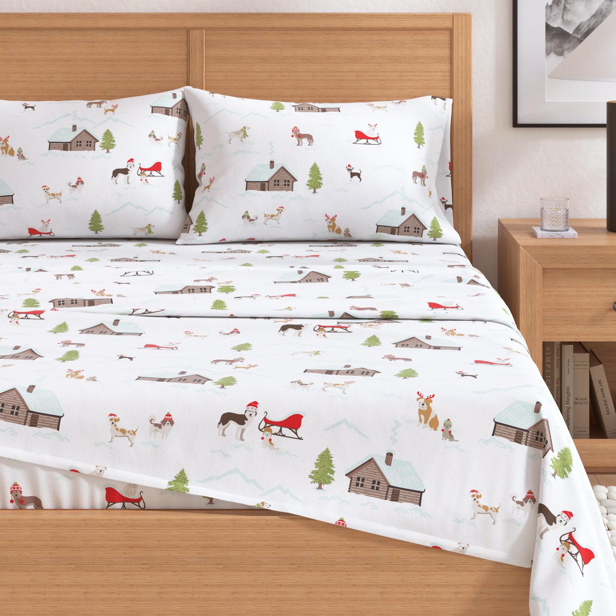 4-Piece Turkish Cotton Christmas Flannel Sheet - Whittaker Collection - Best Buy Furniture