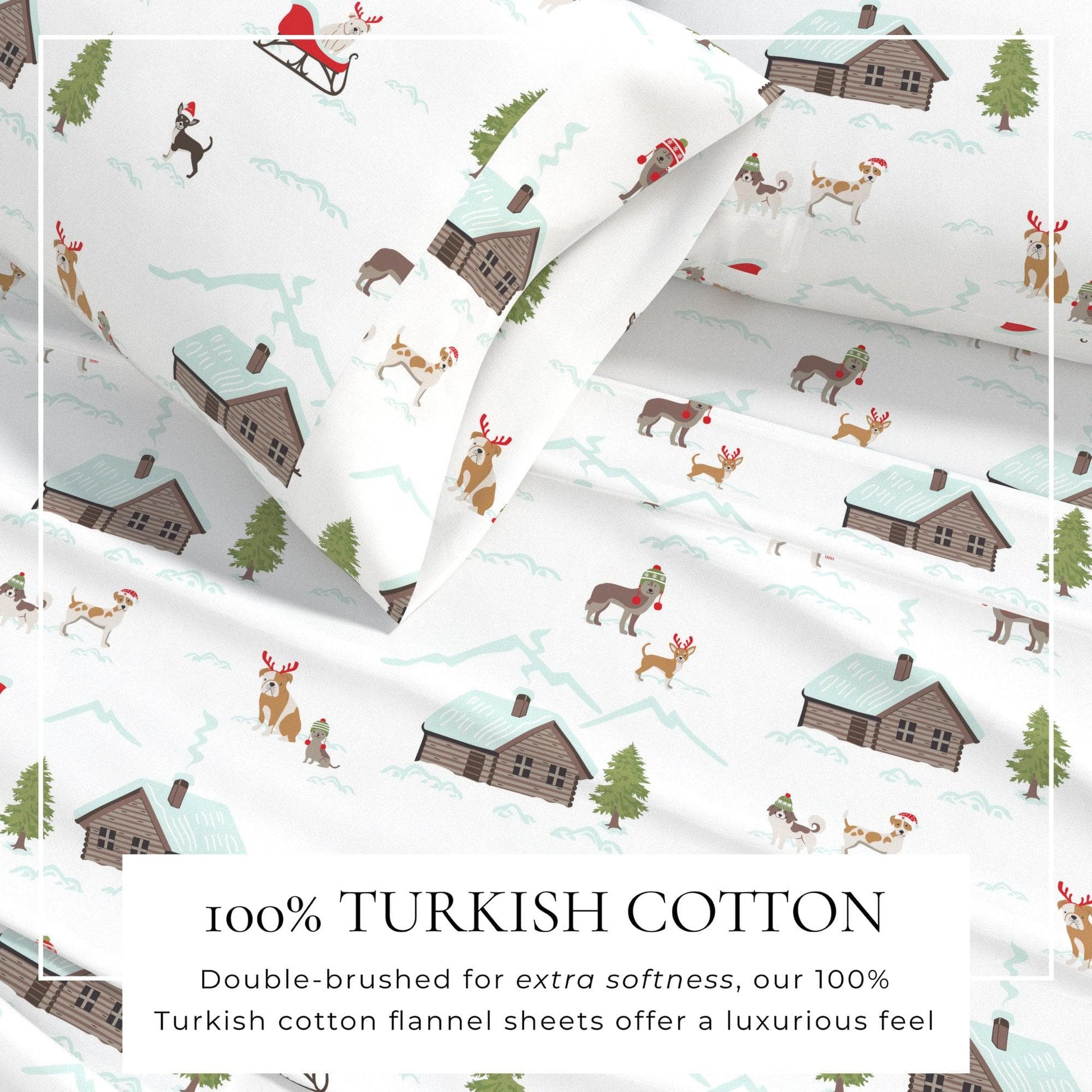 4-Piece Turkish Cotton Christmas Flannel Sheet - Whittaker Collection - Best Buy Furniture