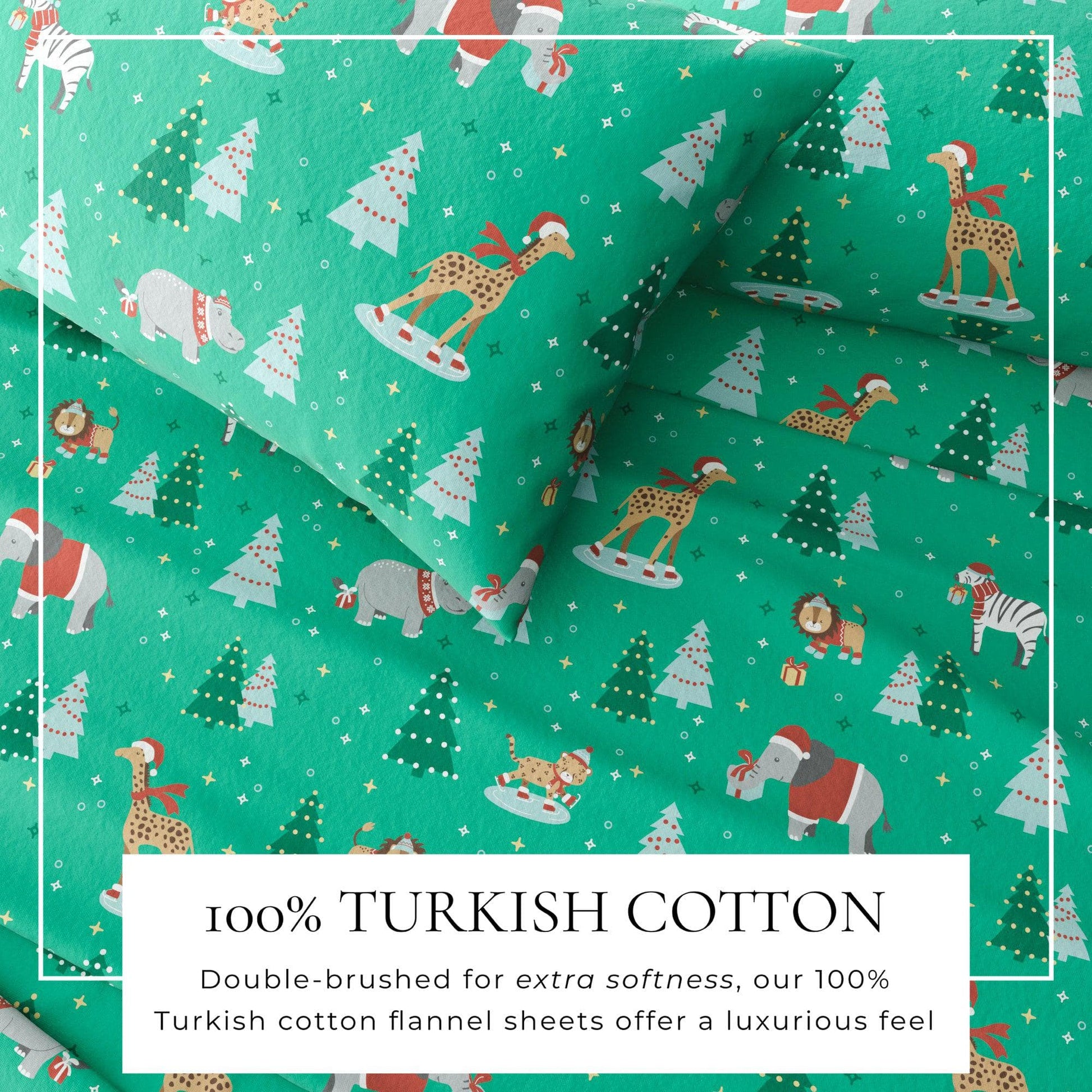 4-Piece Turkish Cotton Christmas Flannel Sheet - Whittaker Collection - Best Buy Furniture