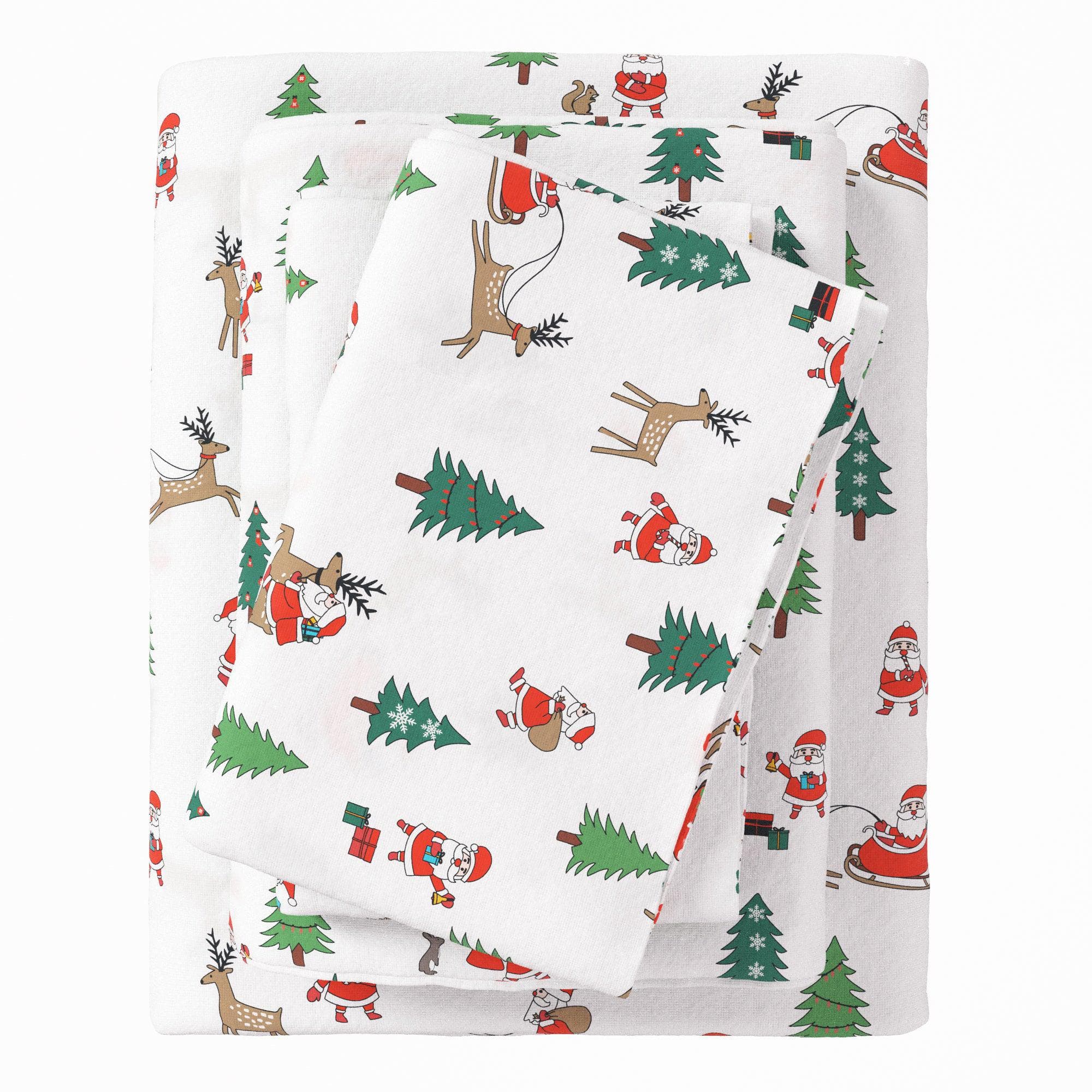 4-Piece Turkish Cotton Christmas Flannel Sheet - Whittaker Collection - Best Buy Furniture