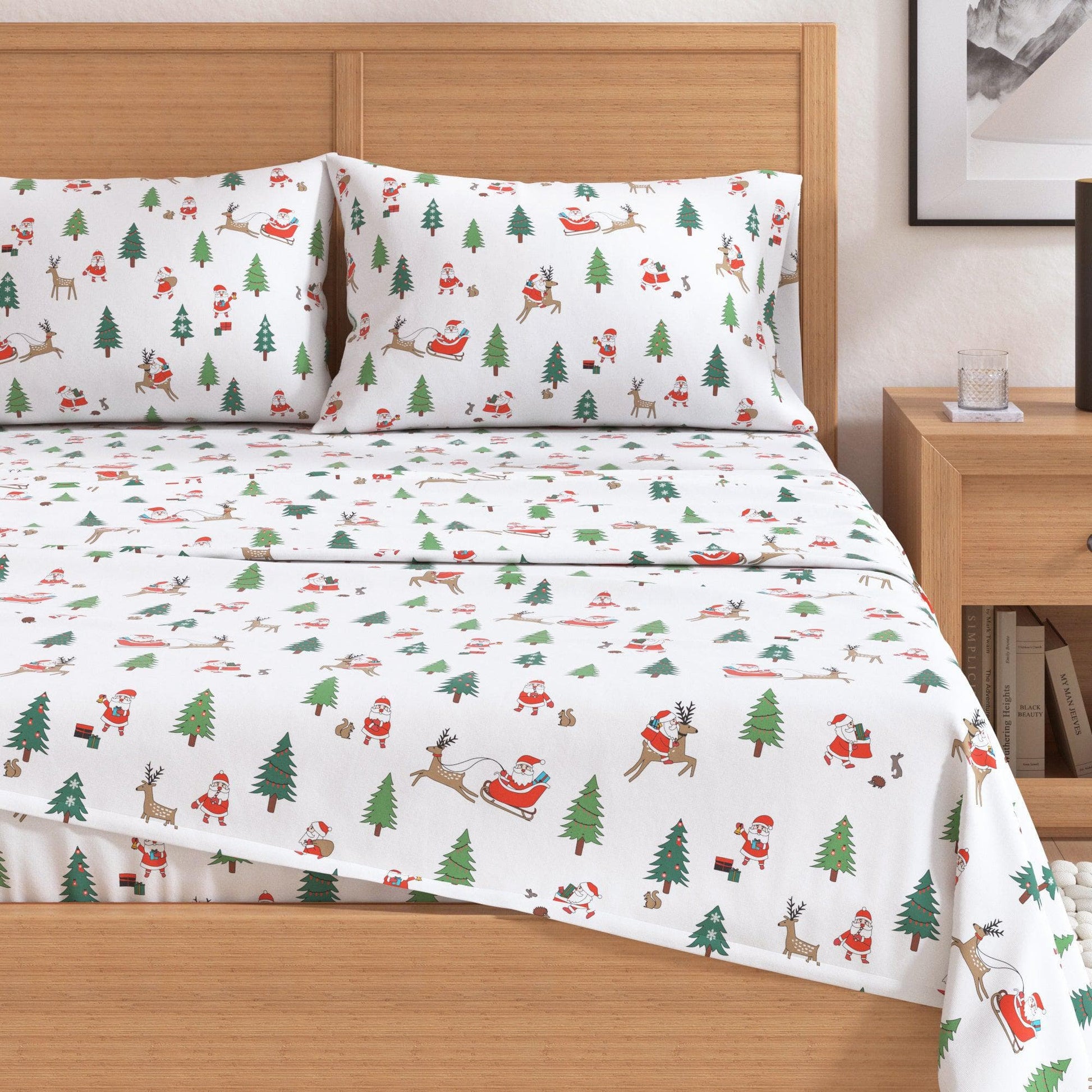 4-Piece Turkish Cotton Christmas Flannel Sheet - Whittaker Collection - Best Buy Furniture