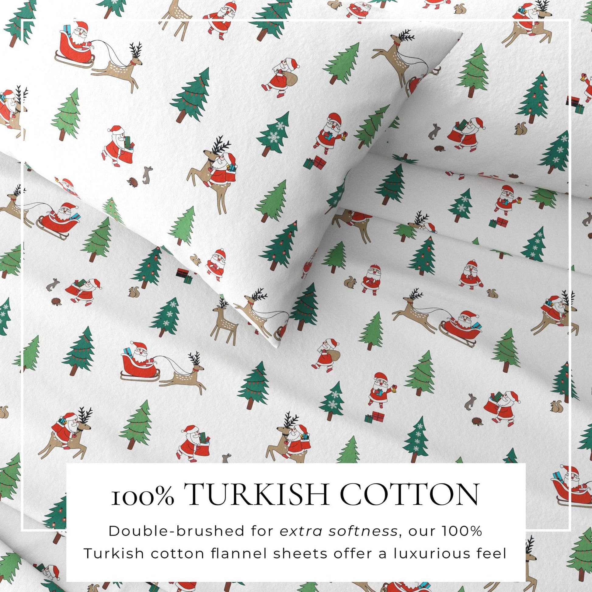 4-Piece Turkish Cotton Christmas Flannel Sheet - Whittaker Collection - Best Buy Furniture
