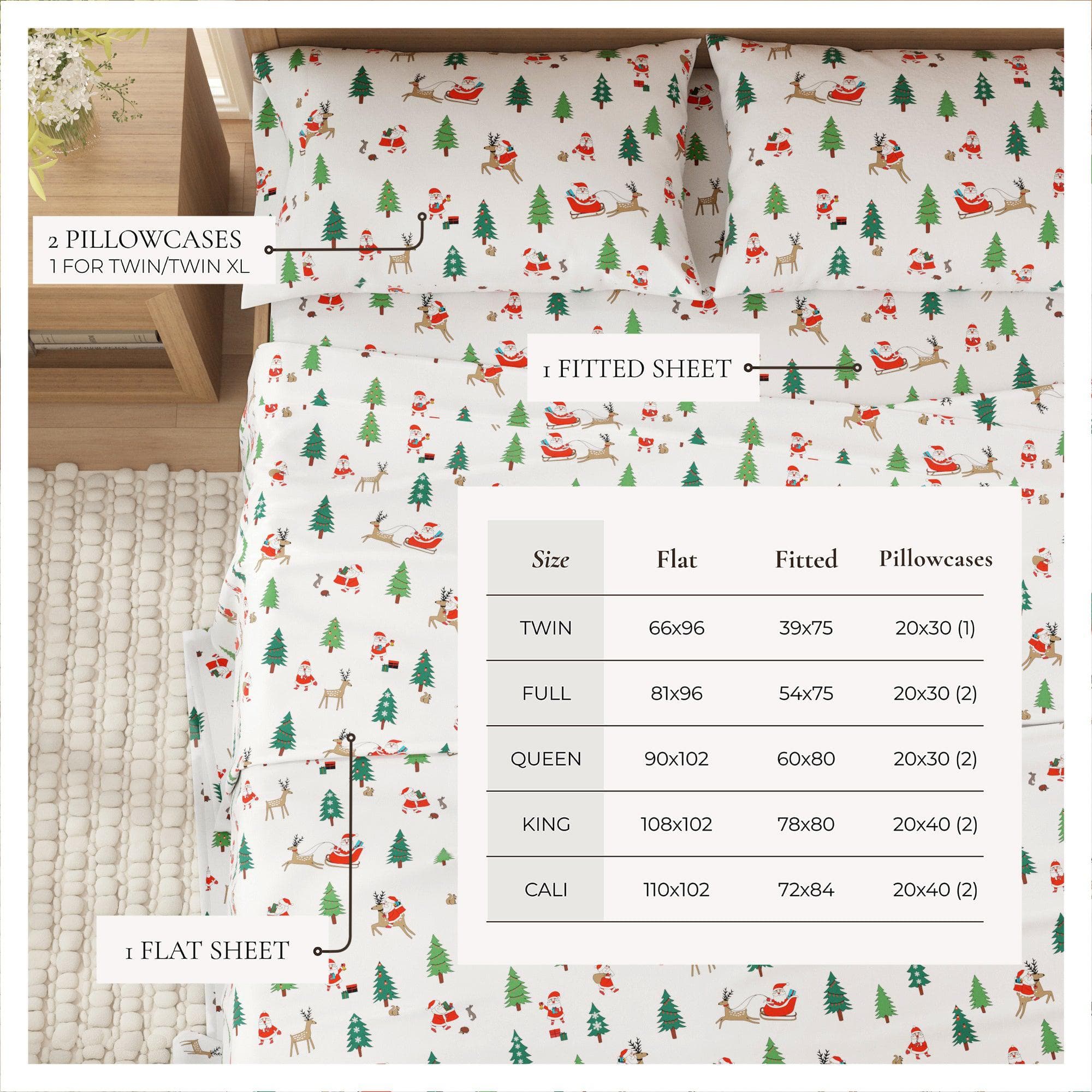 4-Piece Turkish Cotton Christmas Flannel Sheet - Whittaker Collection - Best Buy Furniture