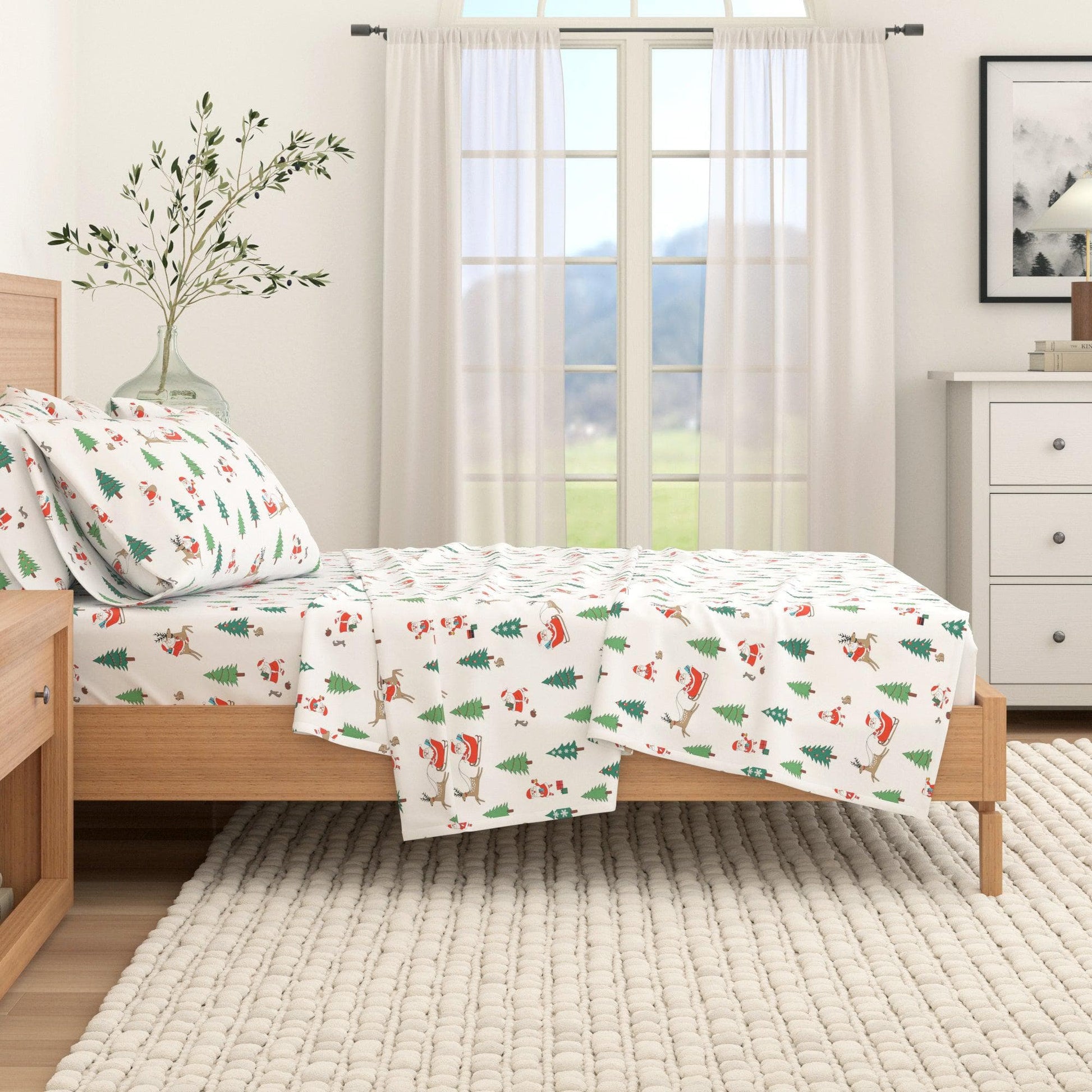 4-Piece Turkish Cotton Christmas Flannel Sheet - Whittaker Collection - Best Buy Furniture