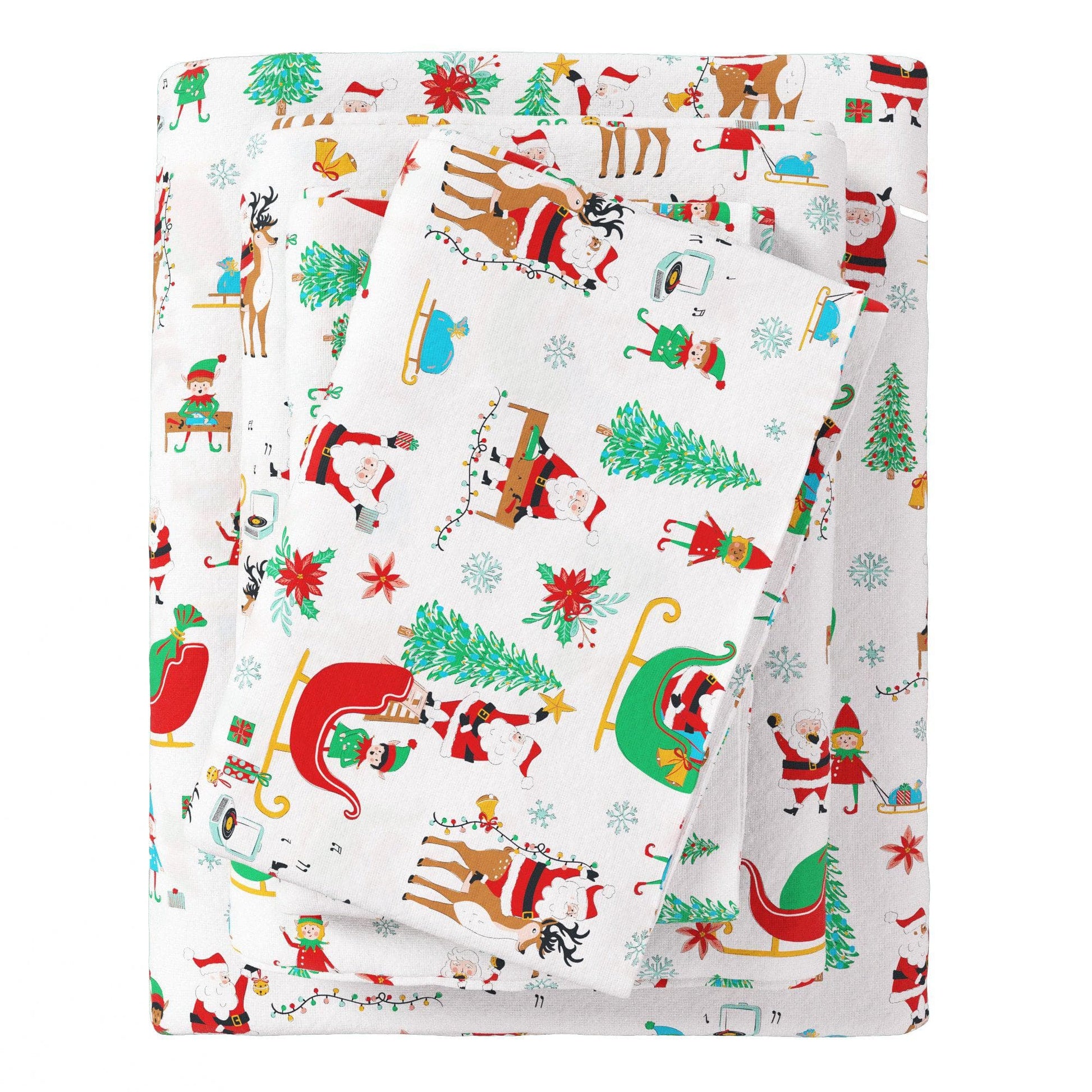 4-Piece Turkish Cotton Christmas Flannel Sheet - Whittaker Collection - Best Buy Furniture
